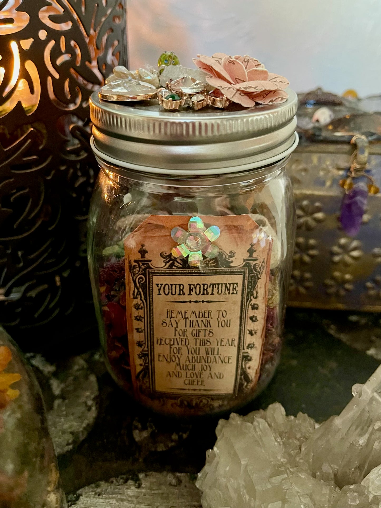 Large Boho Gypsy Magic Fortune Jar, Bodhi Home Decor