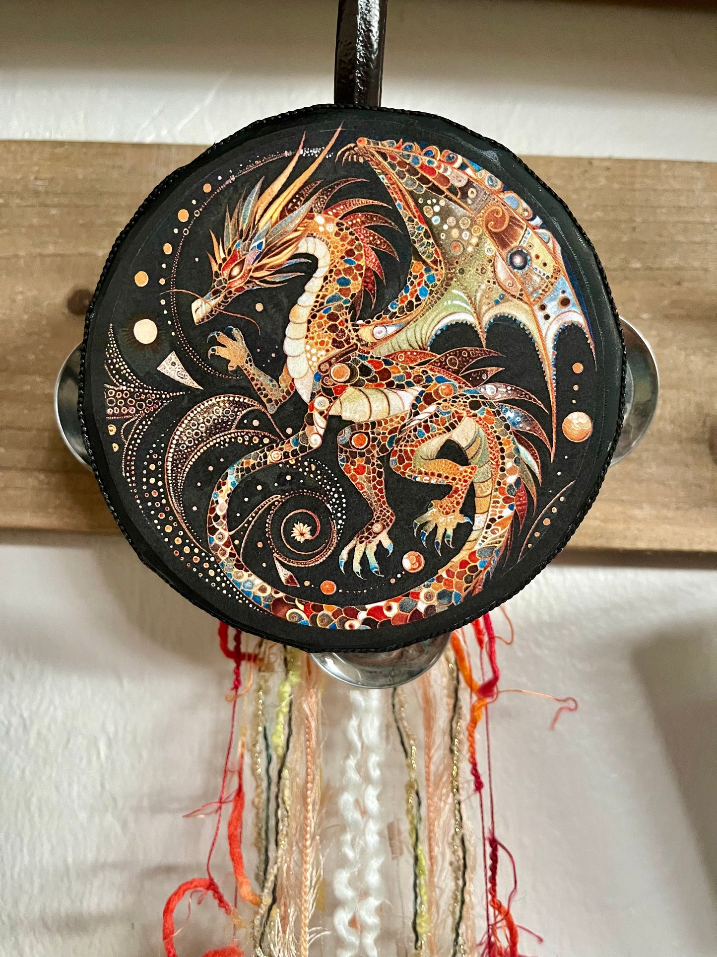 Charmed Dragon Tambourine and Ribbon Wall Accent, Bodhi Gifts