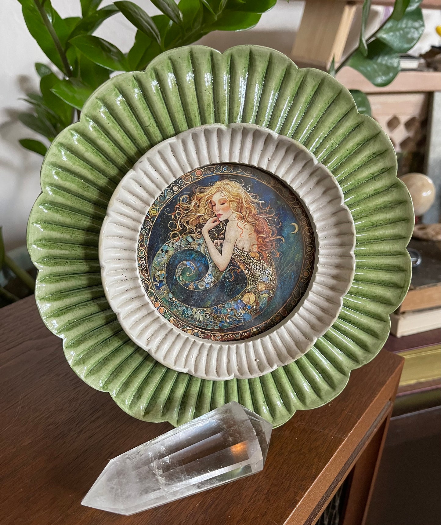 Ceramic Framed Vintage Inspired Jeweled Mermaid Print, Bodhi Gifts