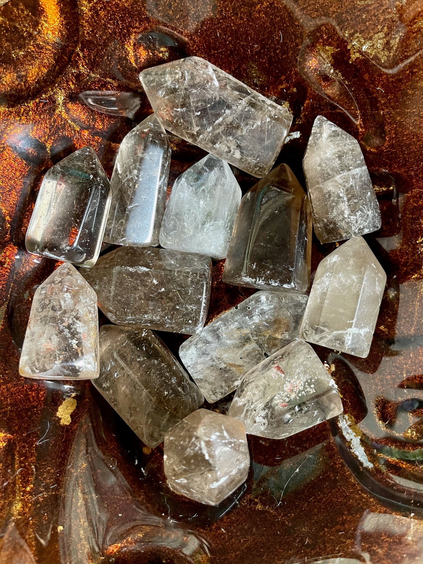 Natural Smoky Quartz Towers, Lodi Quartz, Rutile, Rainbow Inclusions, Bodhi Crystal Magic
