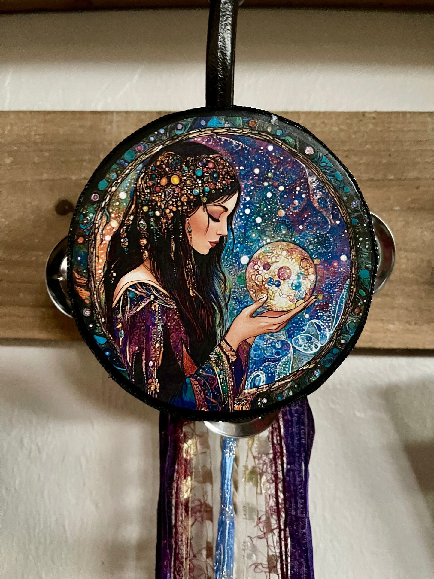 Charmed Fortune Teller Crystal Ball Charm Tambourine Wall Accent, Bodhi Home Decor