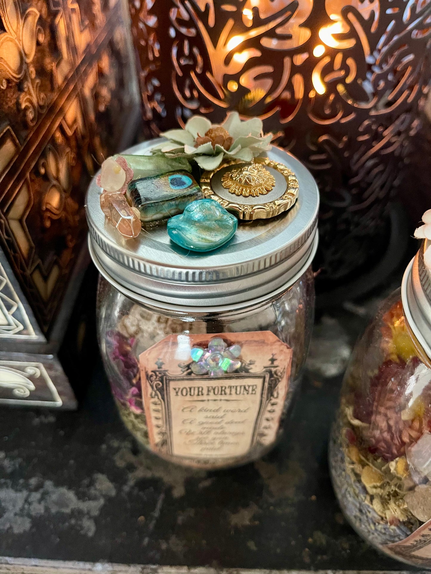 Large Boho Gypsy Magic Fortune Jar, Bodhi Home Decor