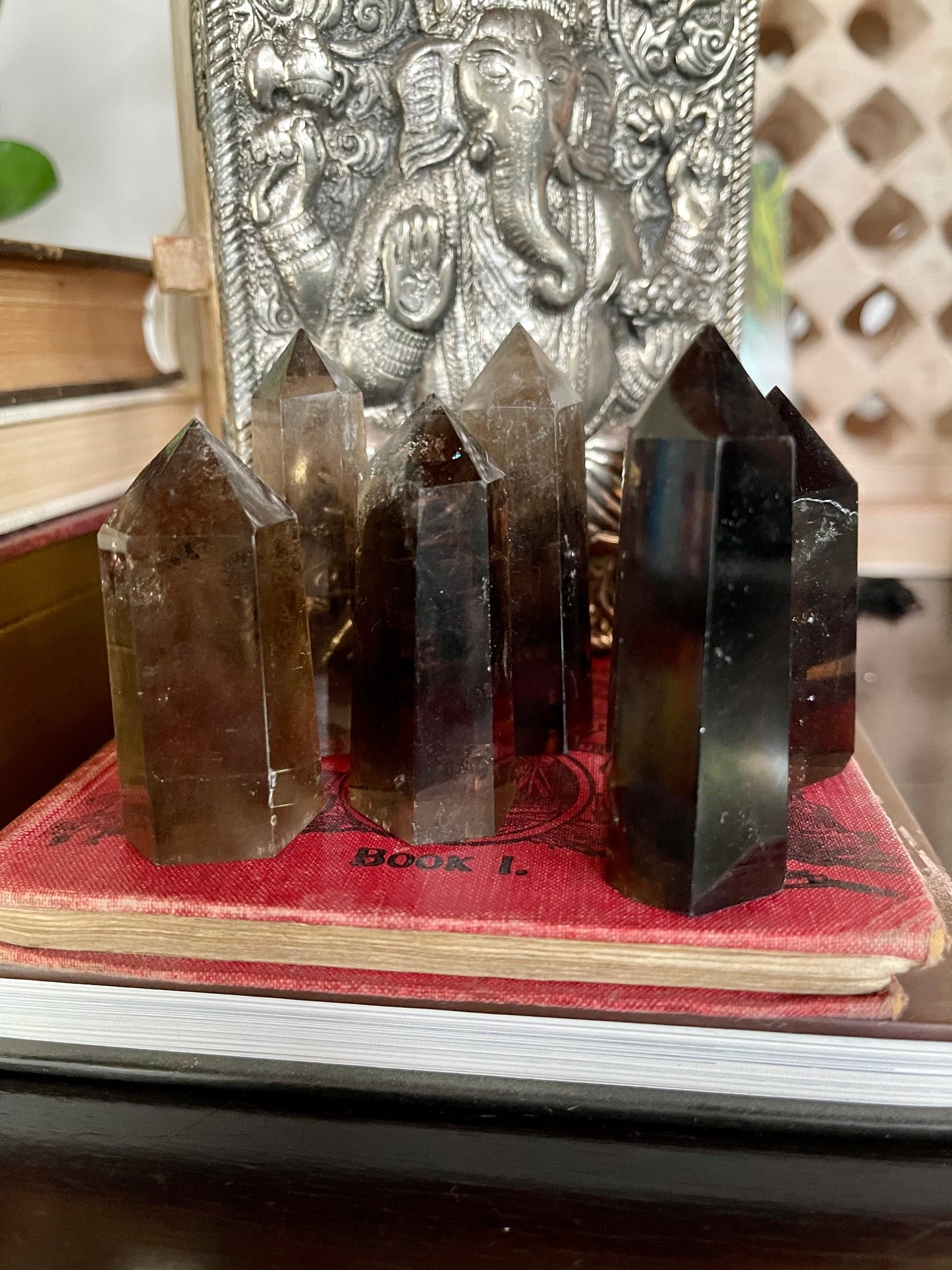 Natural Smoky Quartz Crystal Tower Healing Meditation Stone, Bodhi Crystal Magic