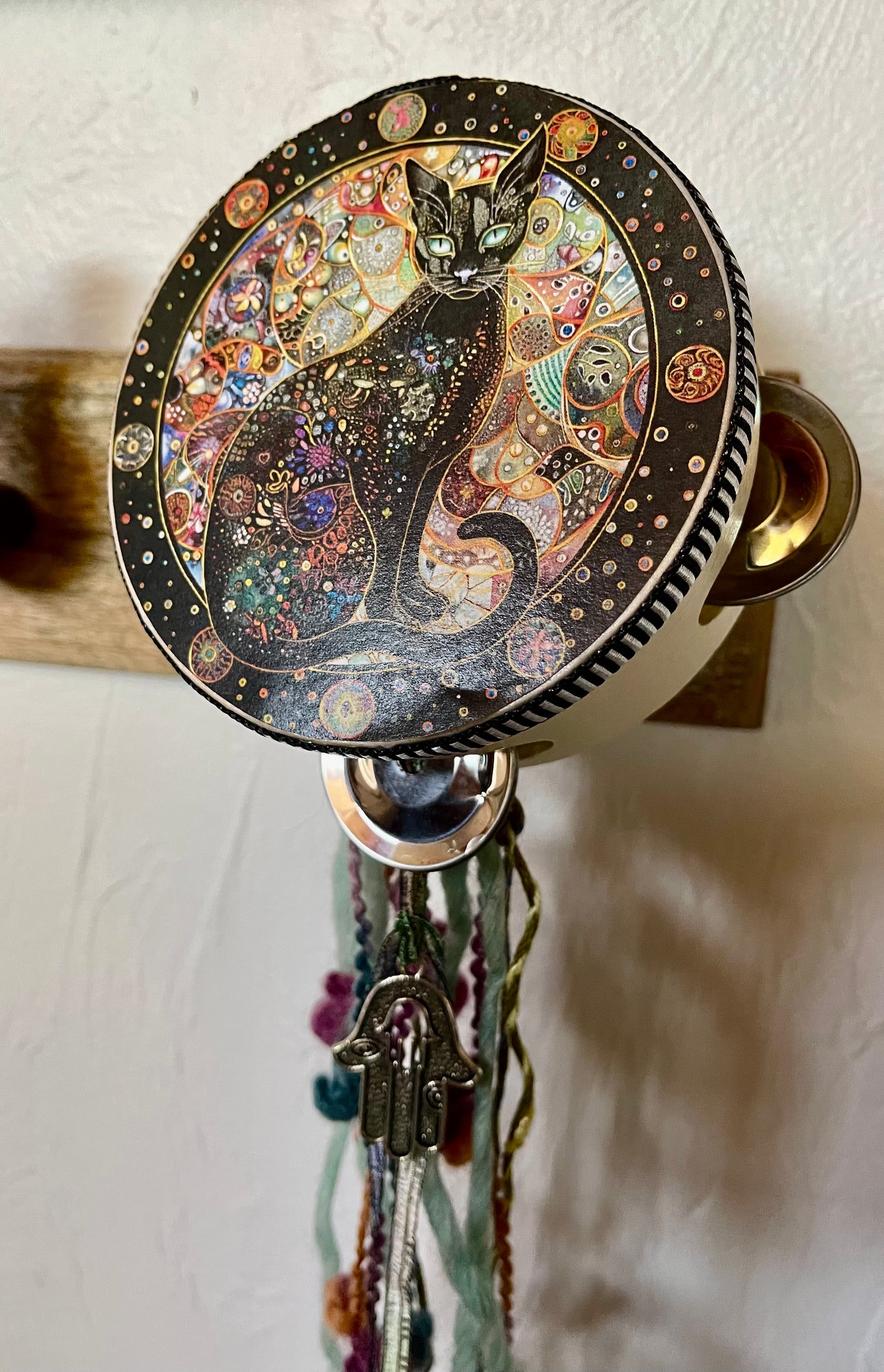 Charmed Hamsa Cat Tambourine Art, Bodhi Gifts