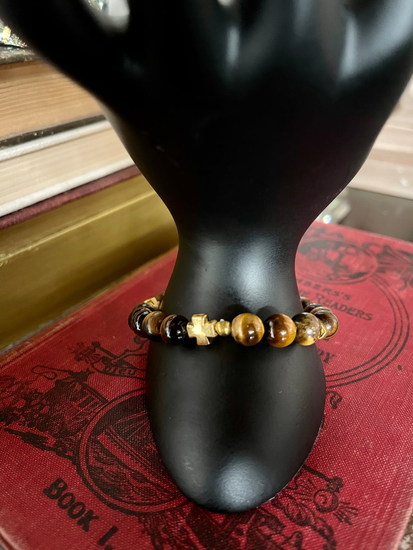 Goddess Hand Beaded Tiger's Eye Bracelet, Bodhi Jewelry