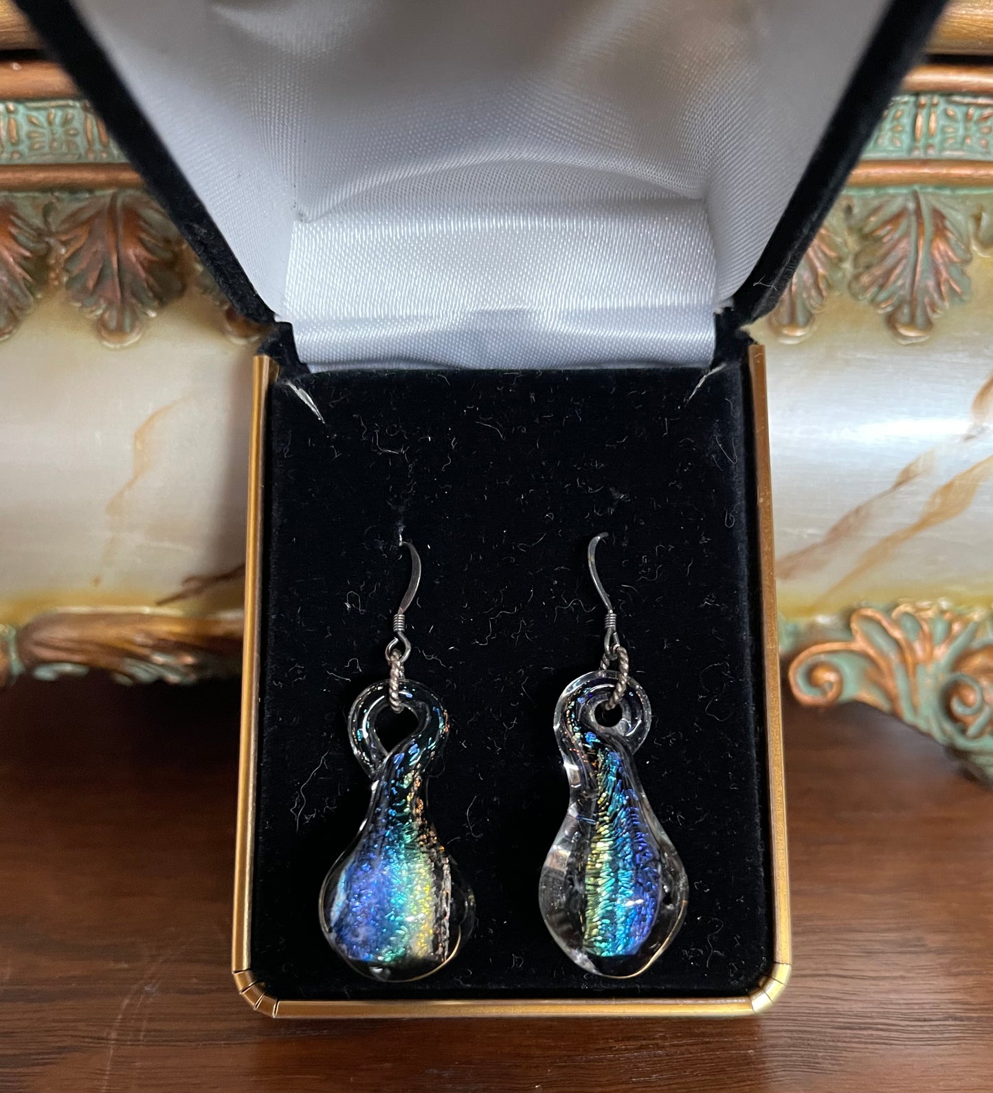 Vintage Hand Blown Glass Drop Earrings, Bodhi Jewelry