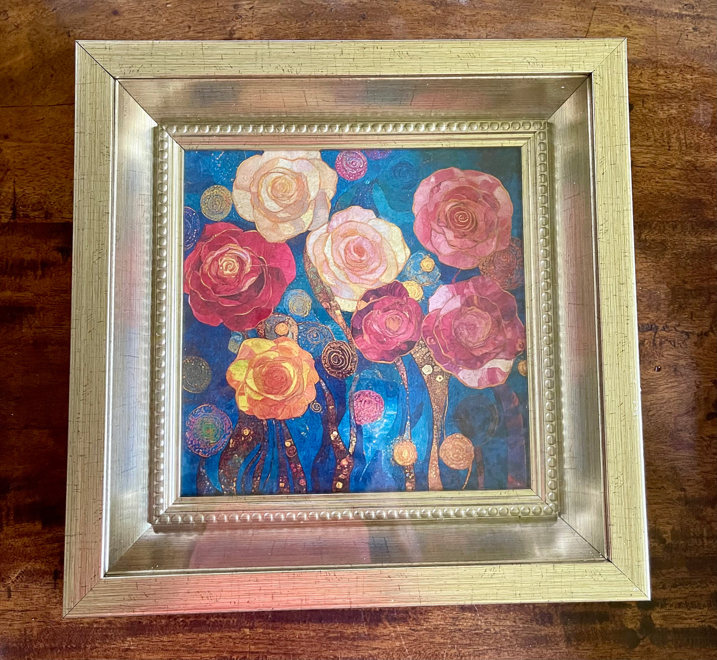 Limited Edition Mystical Roses Art Print on Decoupage Rice Paper in Heavy Shadow Box Frame, Bodhi Home Decor