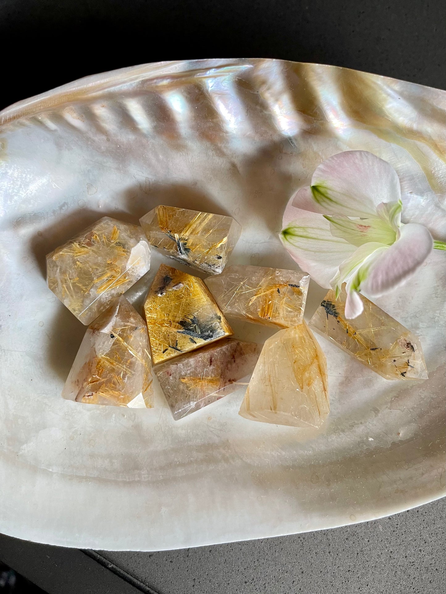 Natural Gold Hair Rutile Quartz Crystal Point Tower, Bodhi Crystal Magic