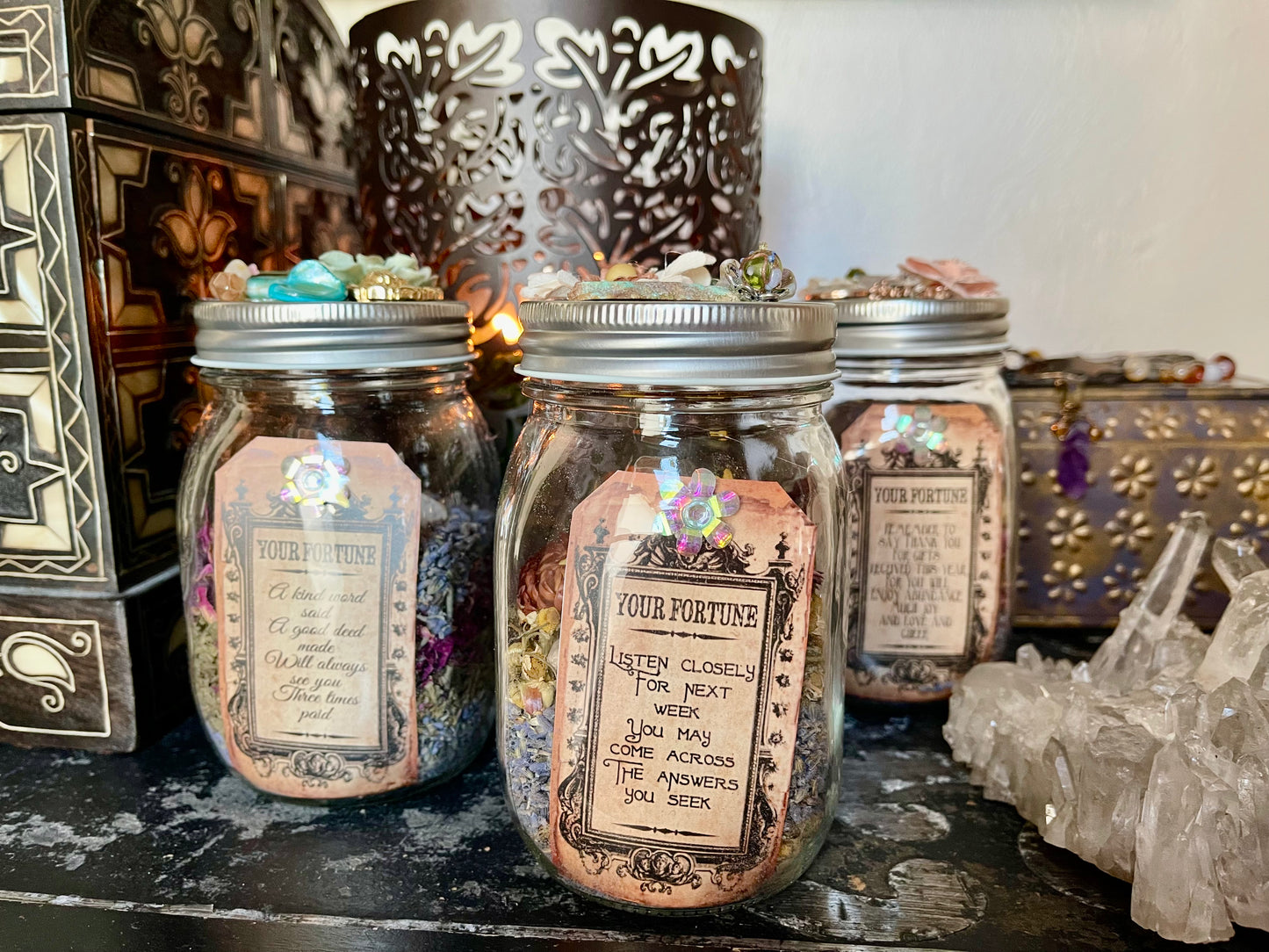 Large Boho Gypsy Magic Fortune Jar, Bodhi Home Decor