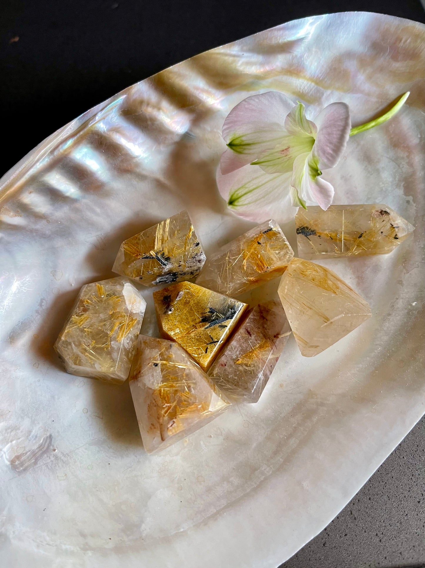 Natural Gold Hair Rutile Quartz Crystal Point Tower, Bodhi Crystal Magic