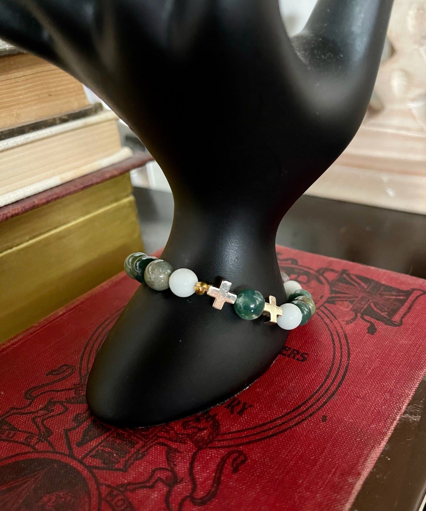 Goddess Hand Beaded Bracelet with Glow in the Dark Beads, Bodhi Jewelry