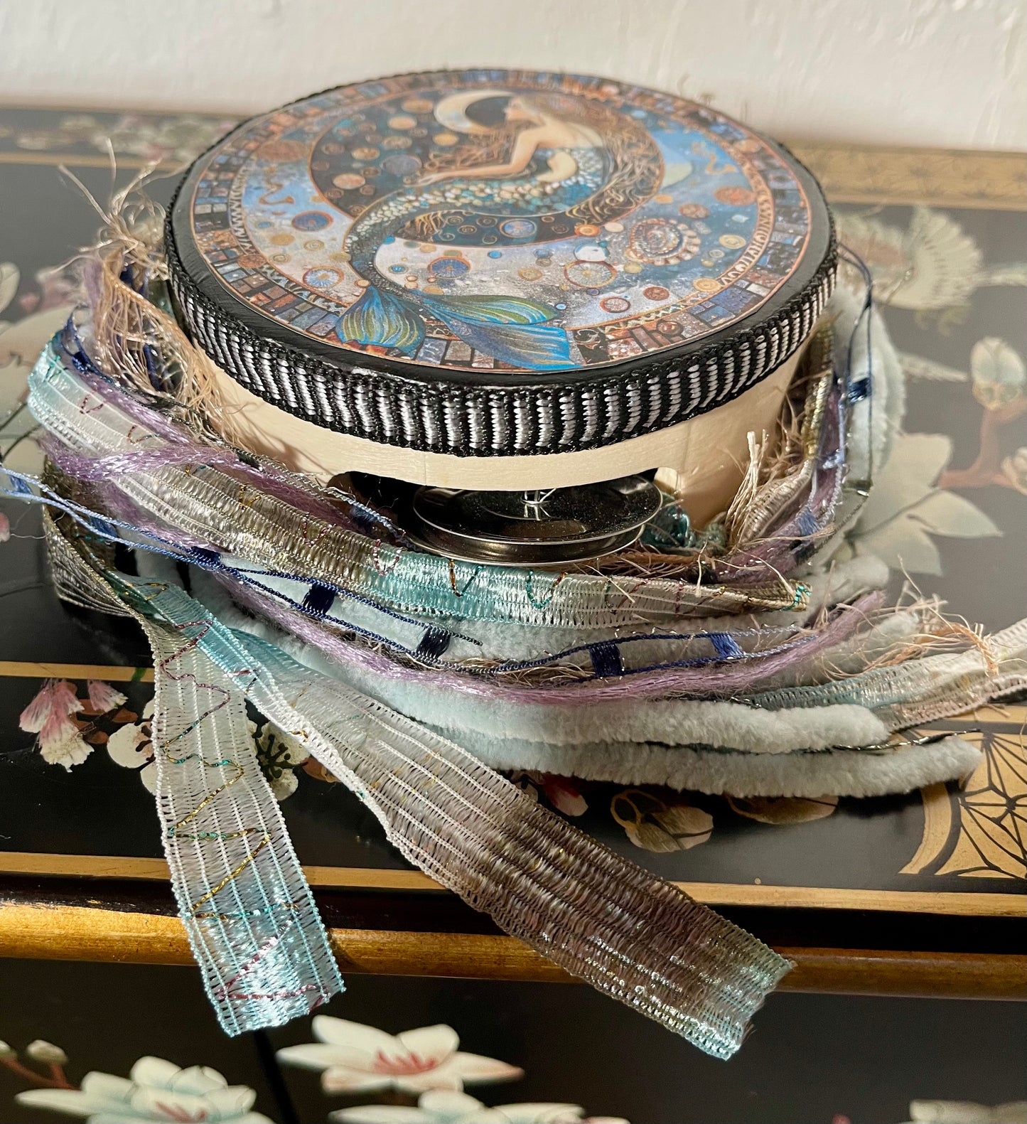 Moonchanted Mermaid Wall Accent, Tambourine and Ribbon, Bodhi Gifts