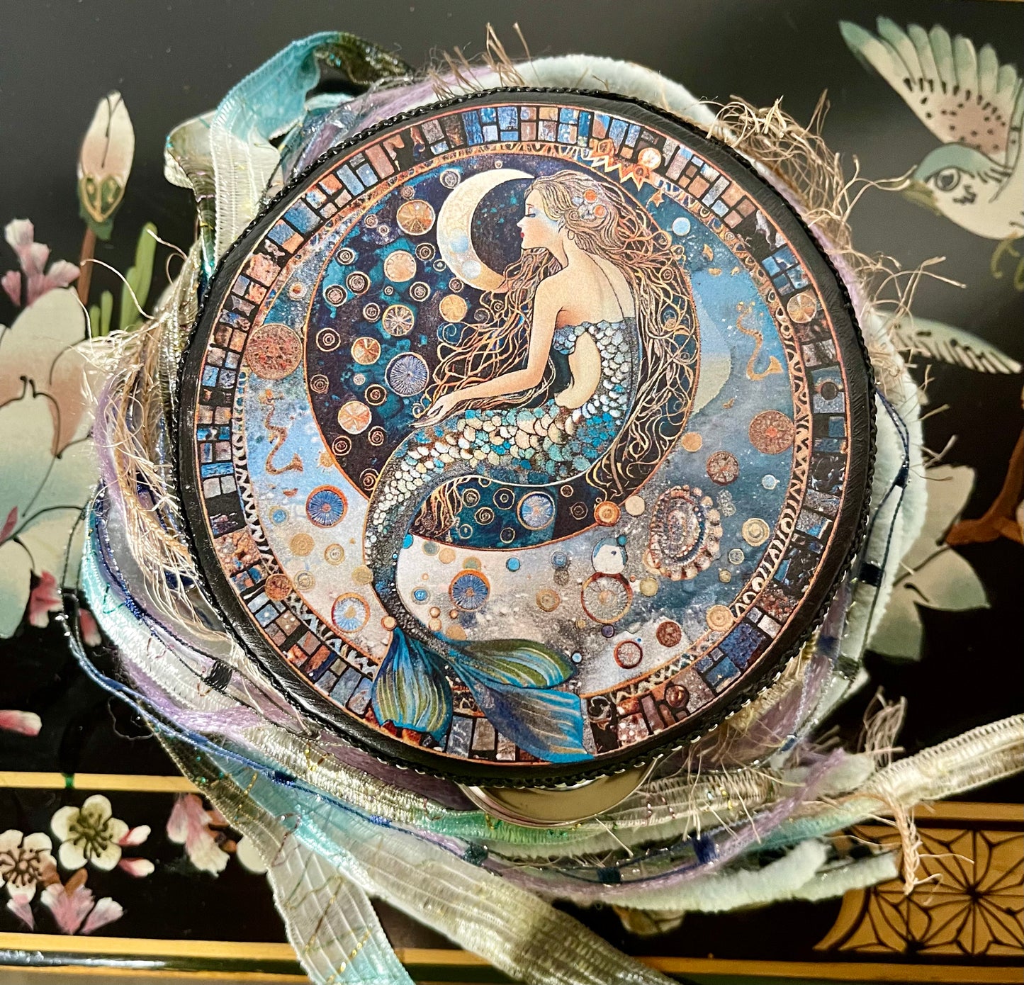 Moonchanted Mermaid Wall Accent, Tambourine and Ribbon, Bodhi Gifts