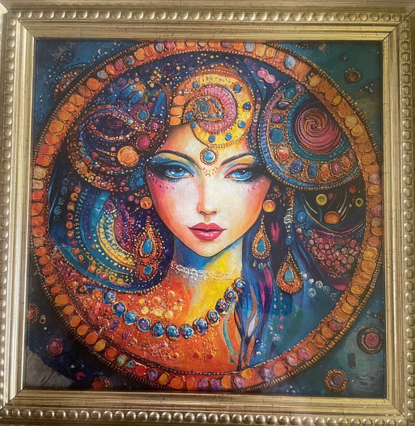 Limited Edition "Bliss" Goddess Art Print on Decoupage Rice Paper in Heavy Shadow Box Frame, Bodhi Home Decor