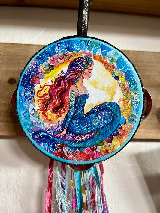 Charmed Watercolor Mermaid Tambourine Wall Accent, Bodhi Home Decor