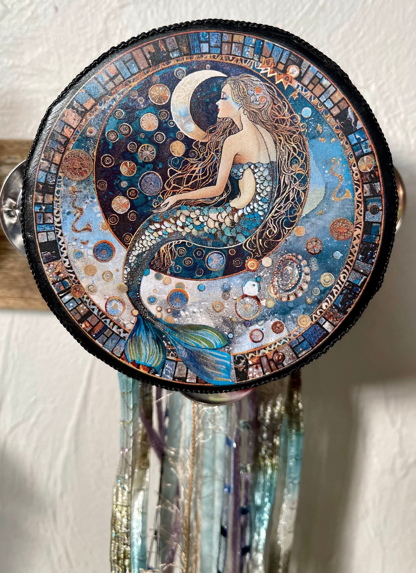 Moonchanted Mermaid Wall Accent, Tambourine and Ribbon, Bodhi Gifts