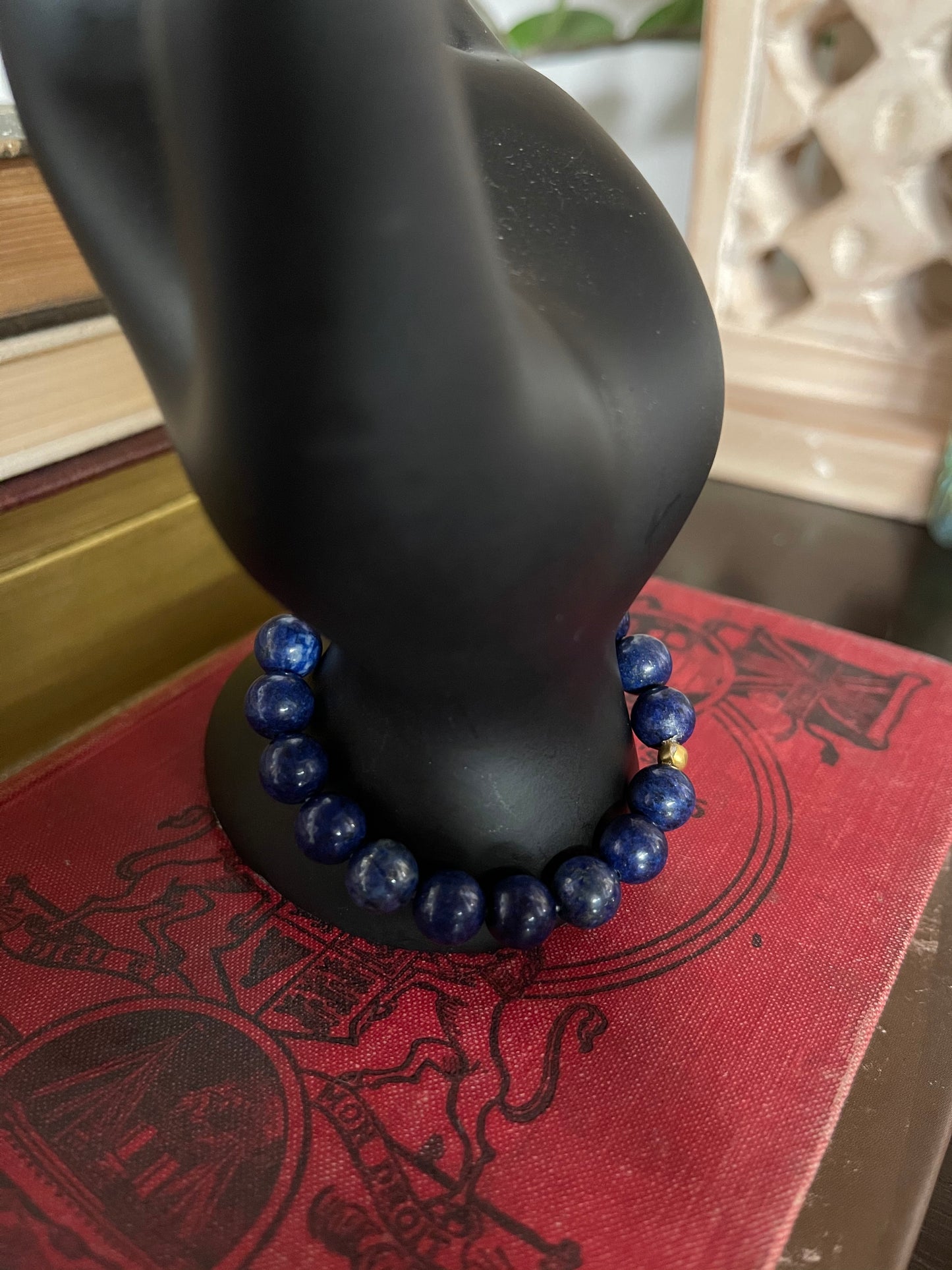 Little Goddess Hand Beaded Lapis Lazuli Bracelet with Gift Pouch, Bodhi Jewelry