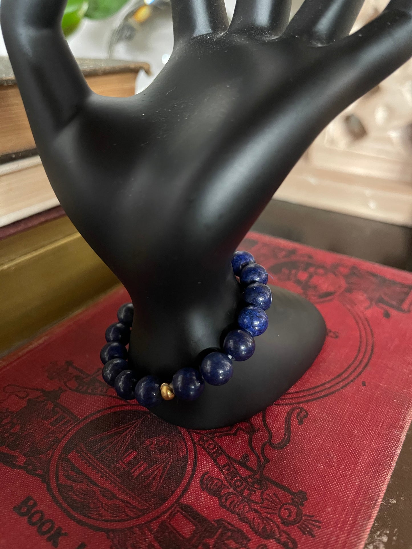Little Goddess Hand Beaded Lapis Lazuli Bracelet with Gift Pouch, Bodhi Jewelry