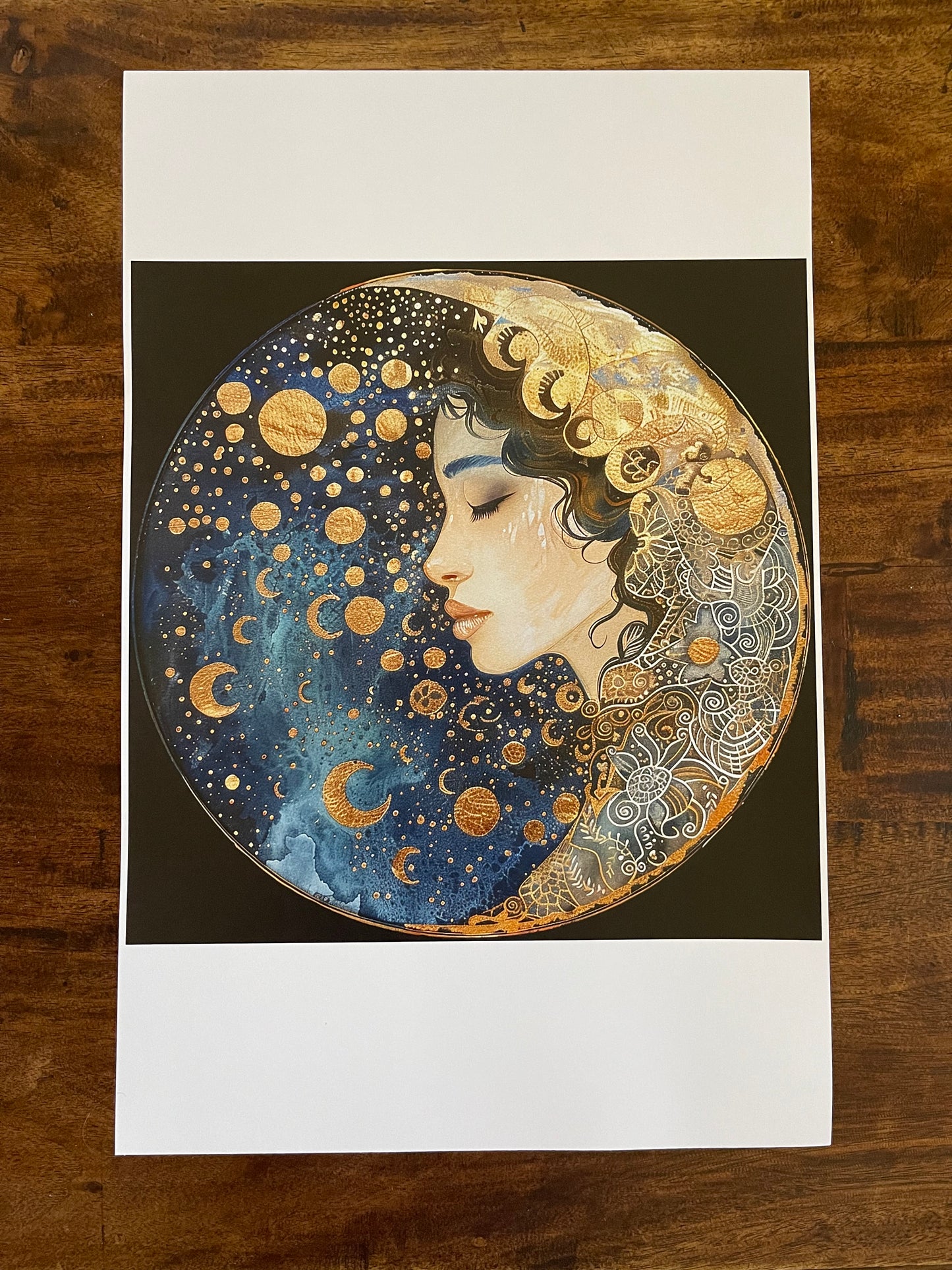 DIY Original Artwork Goddess Print, Frame, Decoupage, Moon Goddess