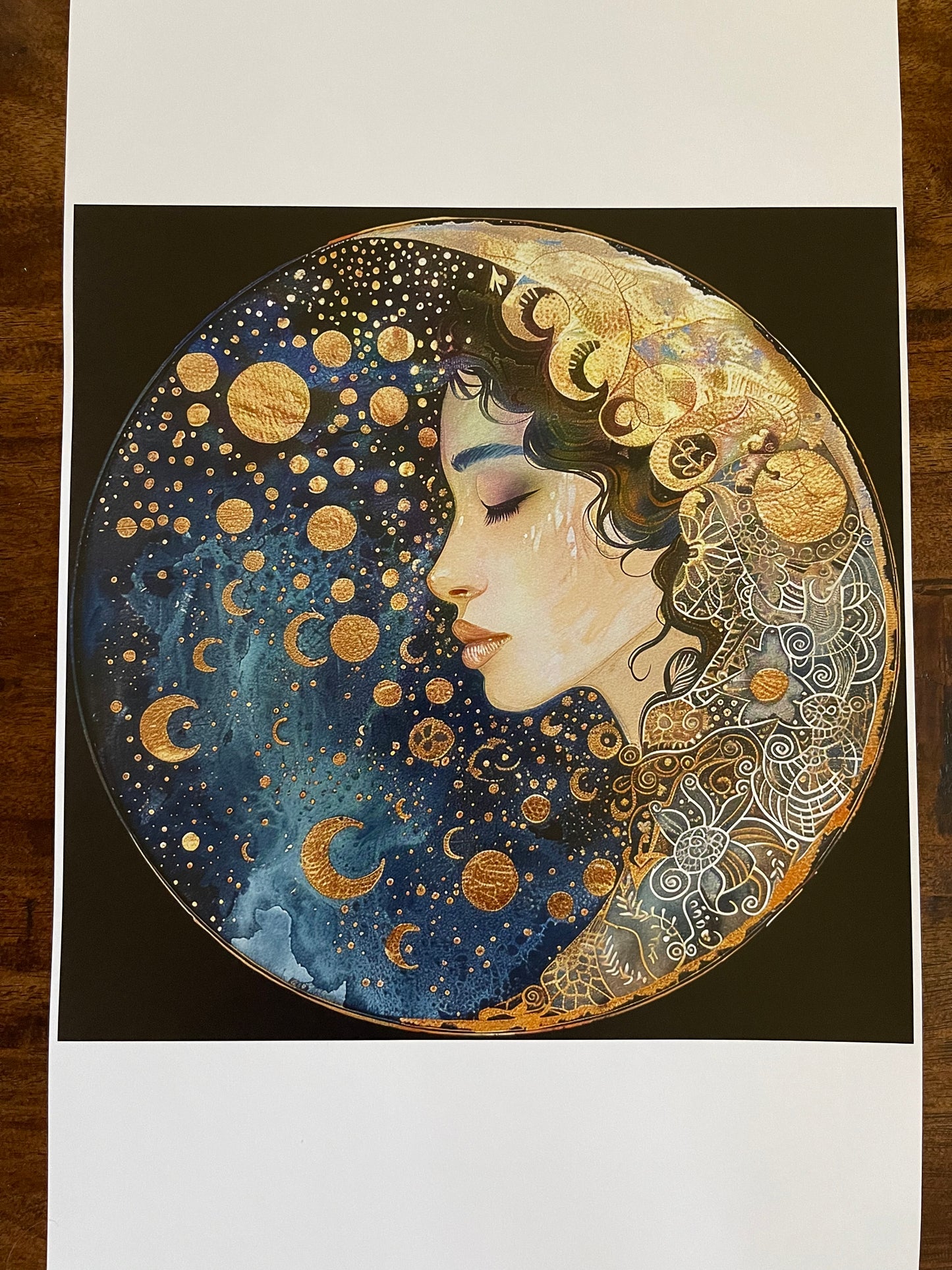 DIY Original Artwork Goddess Print, Frame, Decoupage, Moon Goddess