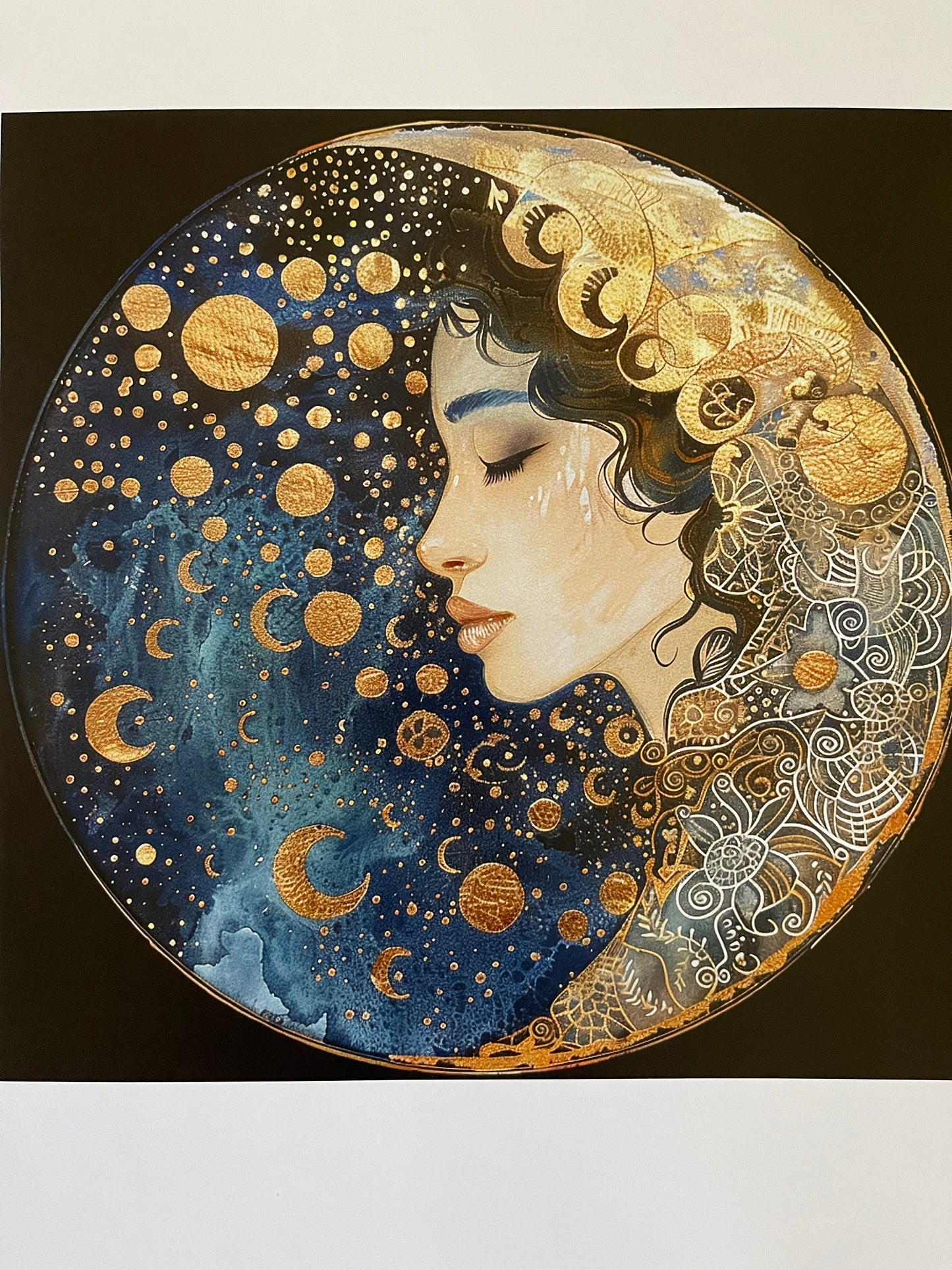 DIY Original Artwork Goddess Print, Frame, Decoupage, Moon Goddess