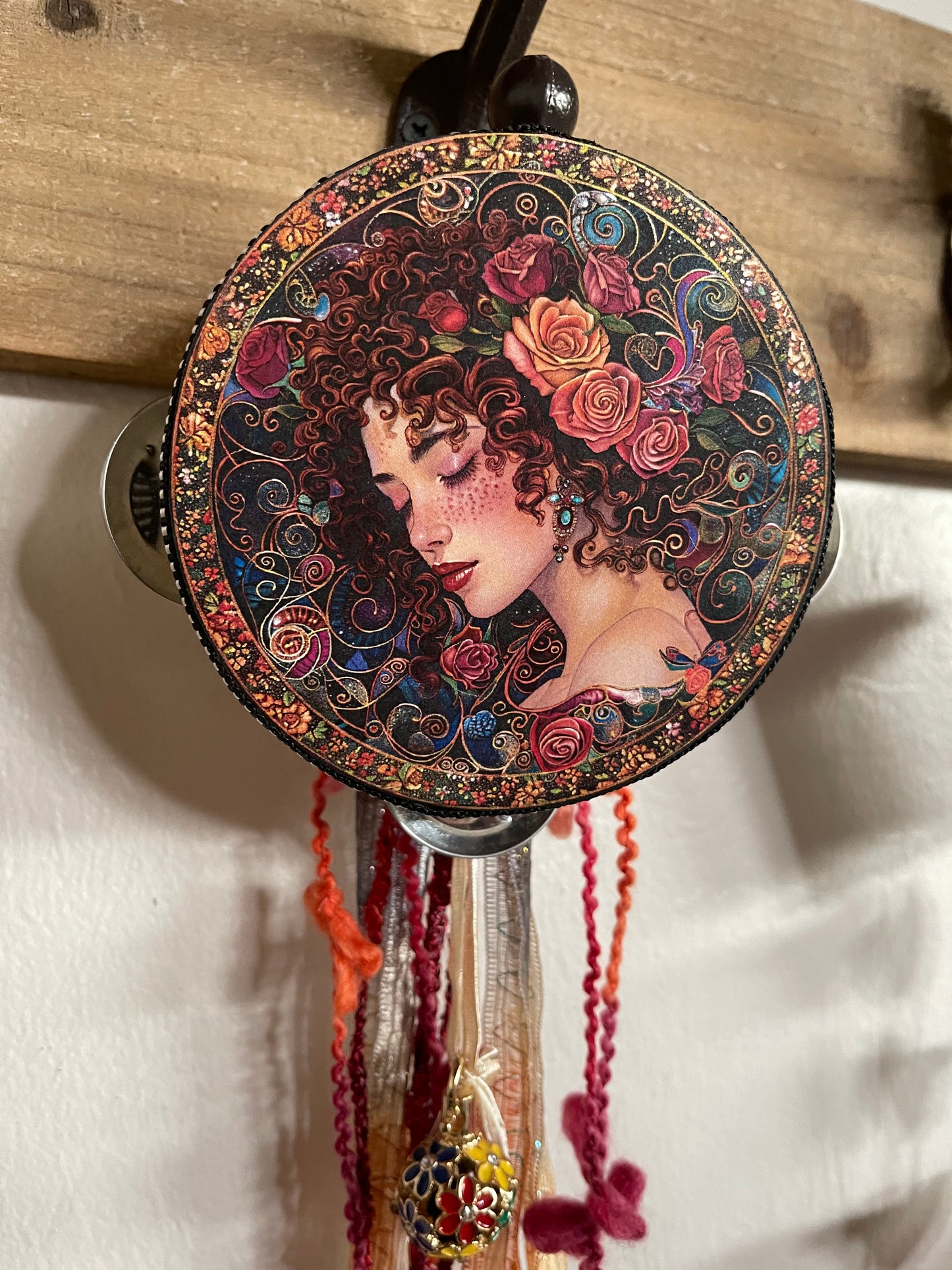 Charmed Lady Gaia Tambourine Art, Original Artwork, Bodhi Gifts