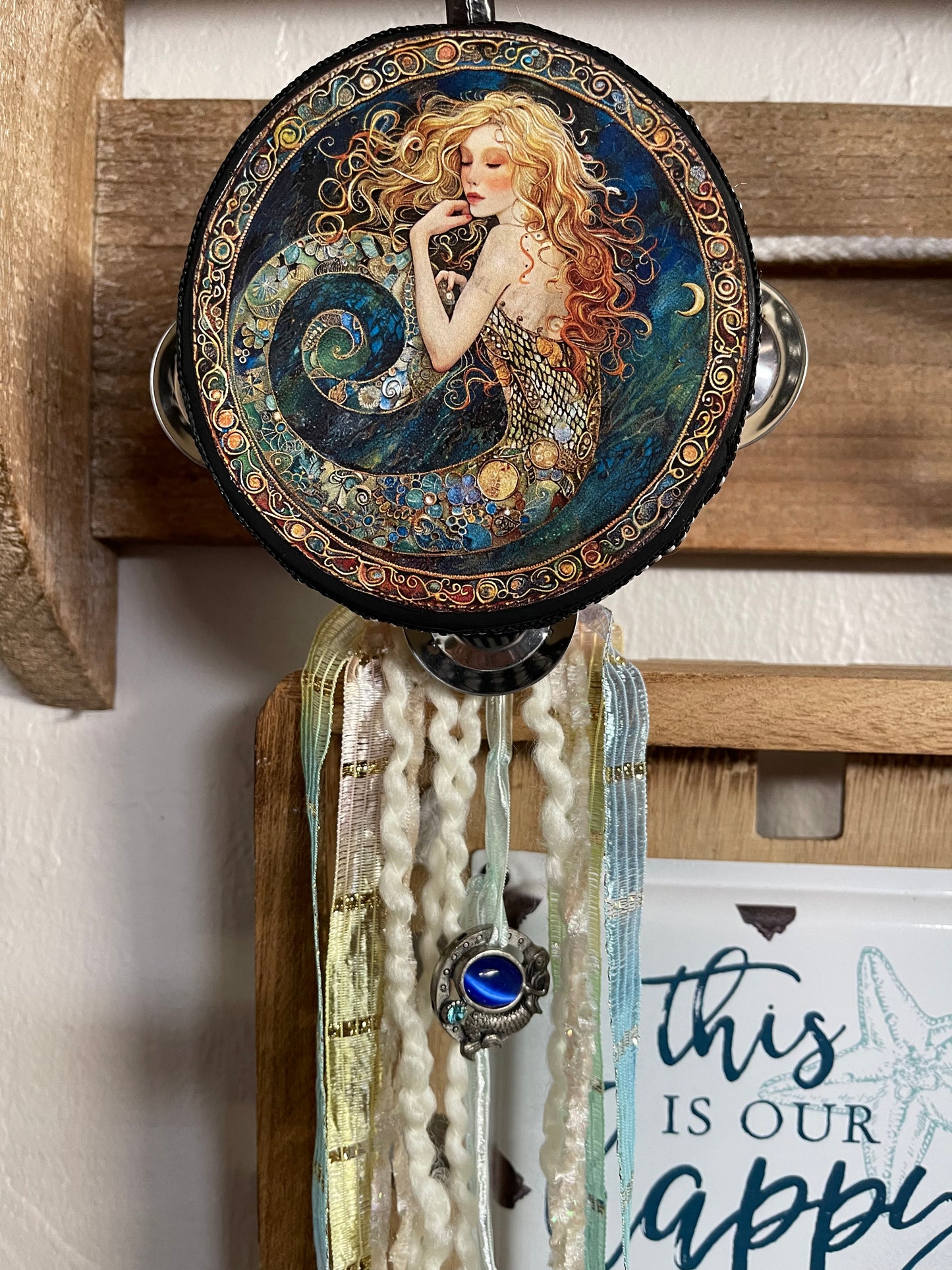 Charmed Mermaid Tambourine Art, Vintage Charm, Bodhi Gifts