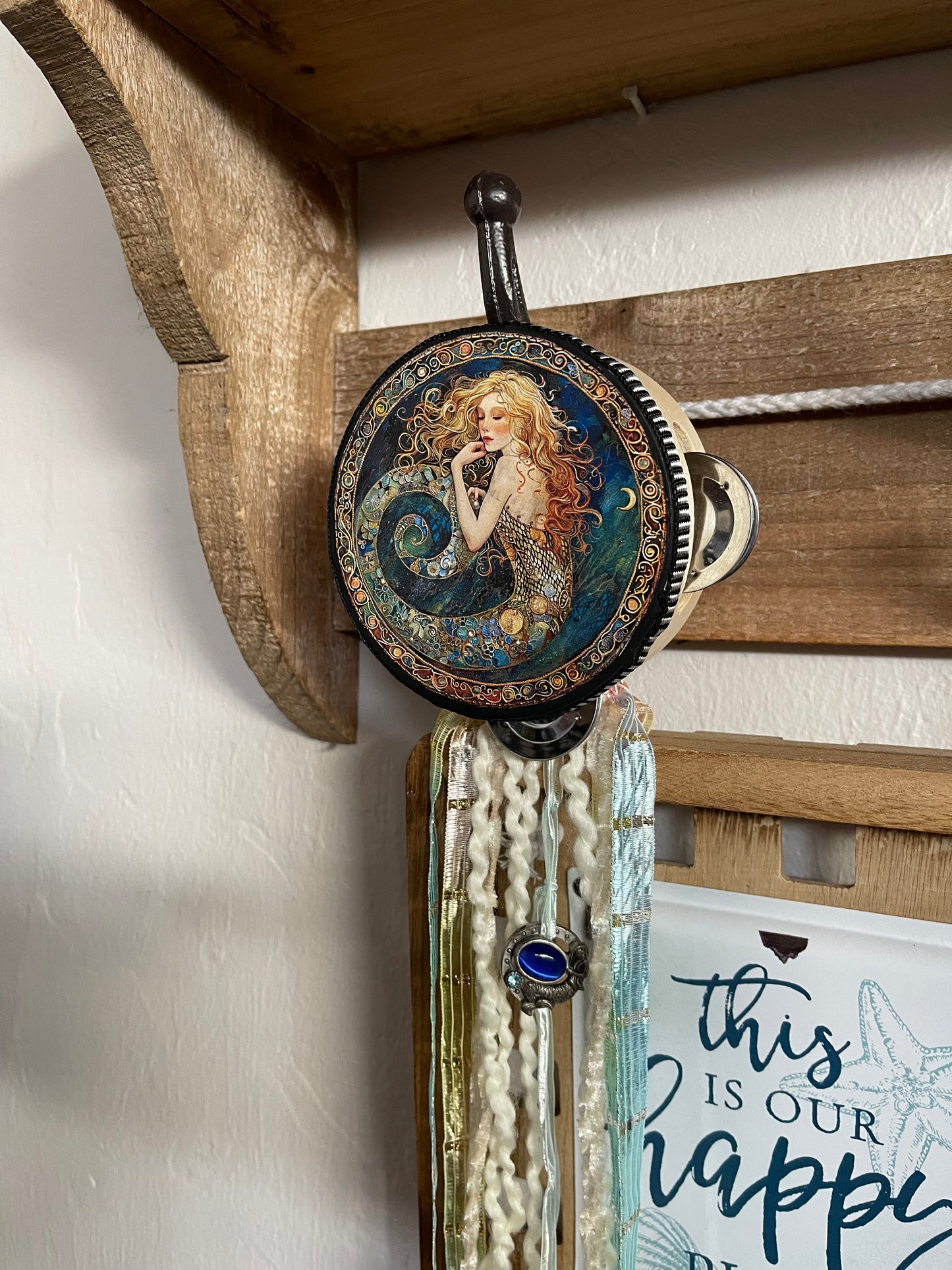 Charmed Mermaid Tambourine Art, Vintage Charm, Bodhi Gifts