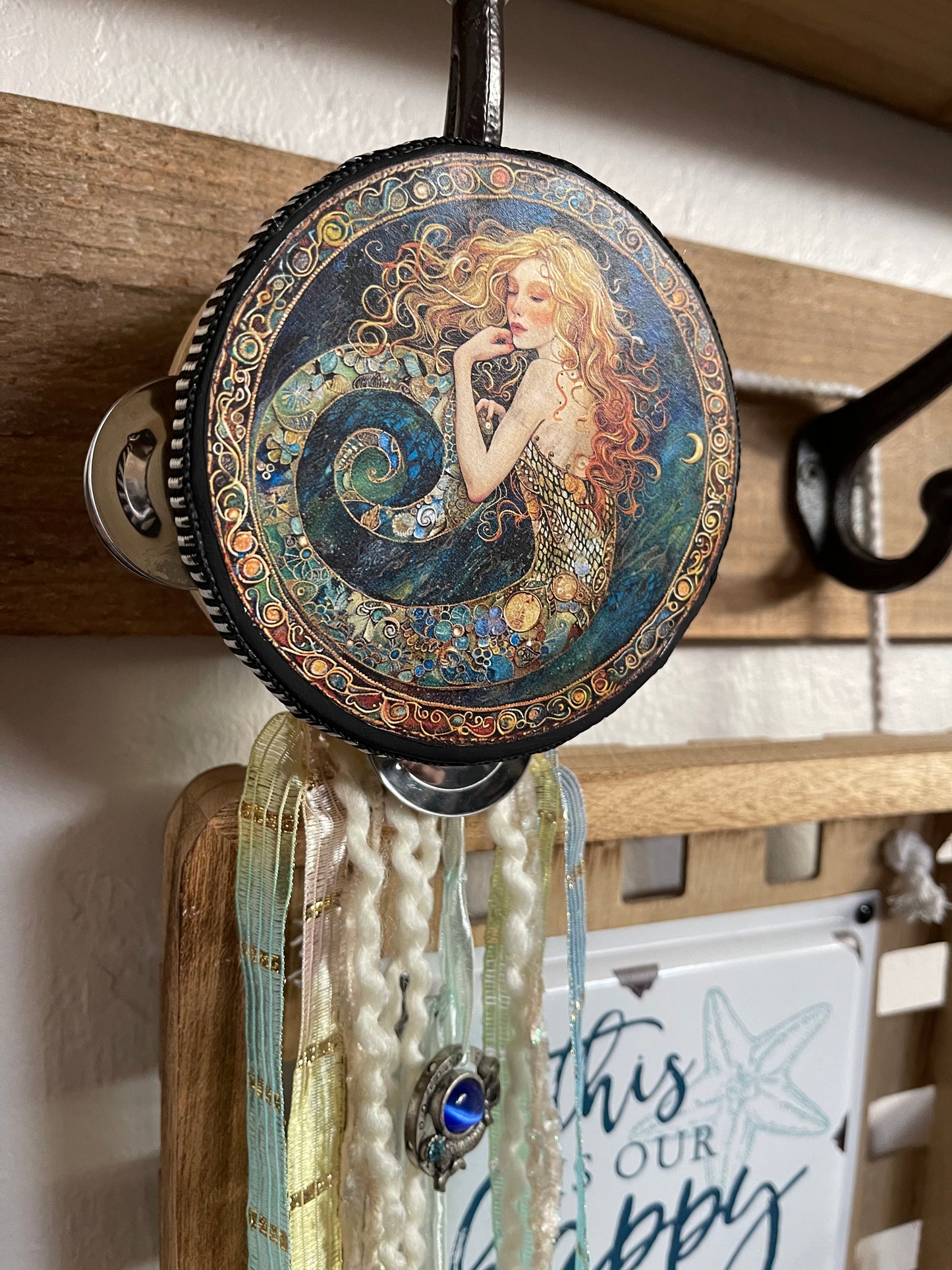 Charmed Mermaid Tambourine Art, Vintage Charm, Bodhi Gifts