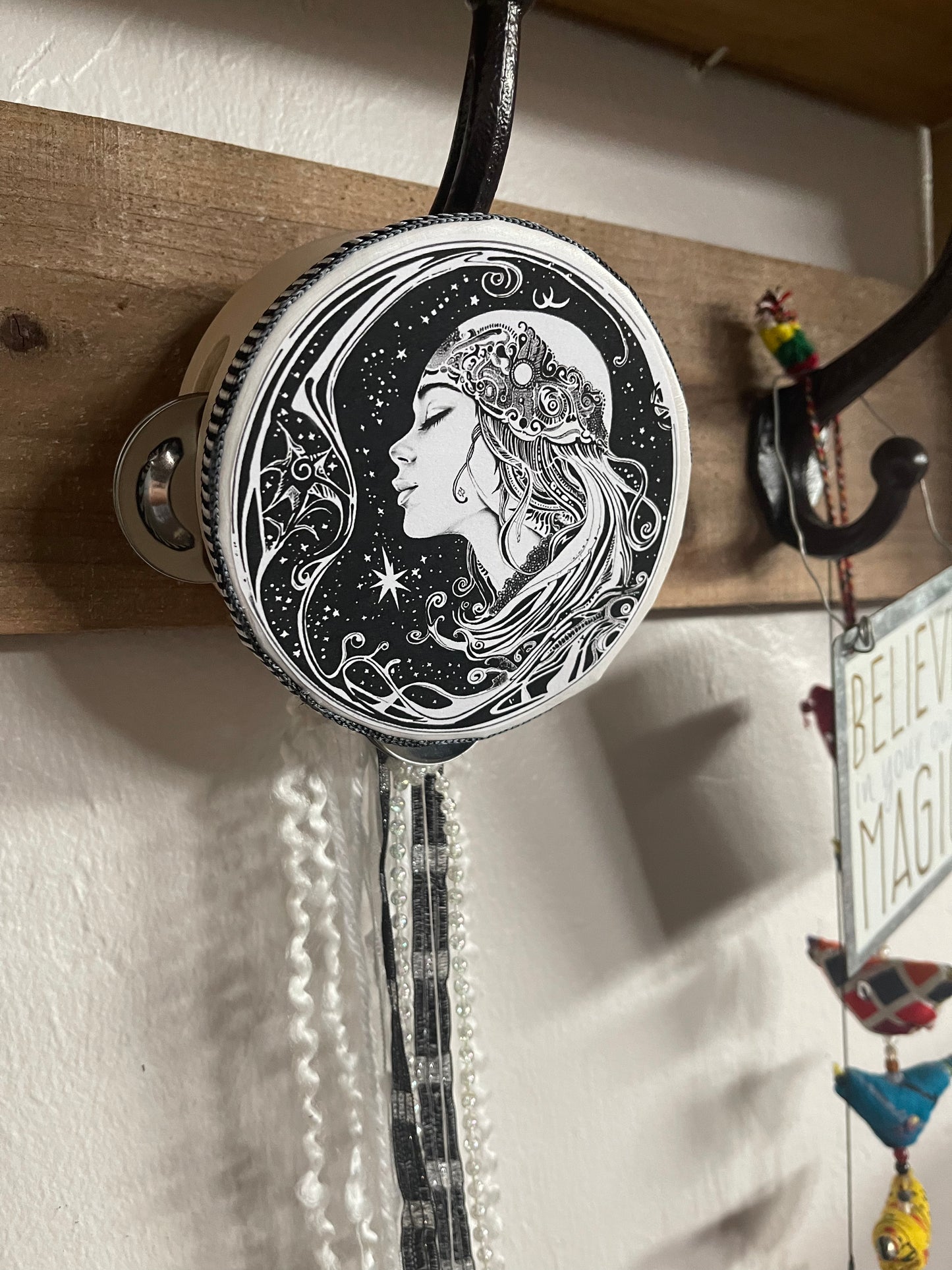 Free Spirit Goddess Tambourine and Ribbon Wall Accent, Bodhi Home Decor