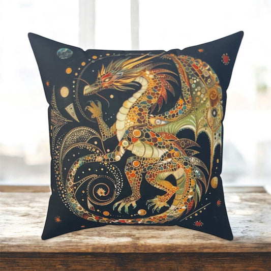 Faux Suede Dragon Pillow | Cozy Home Decor, Fantasy Gift, Art Throw Pillow, Unique Cushion, Pillow for Dragon Lovers