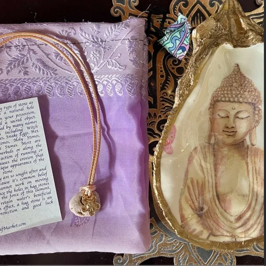 Gold Flower Charm 14k Vermei Hag Stone Pendant,Bodhi Jewelry