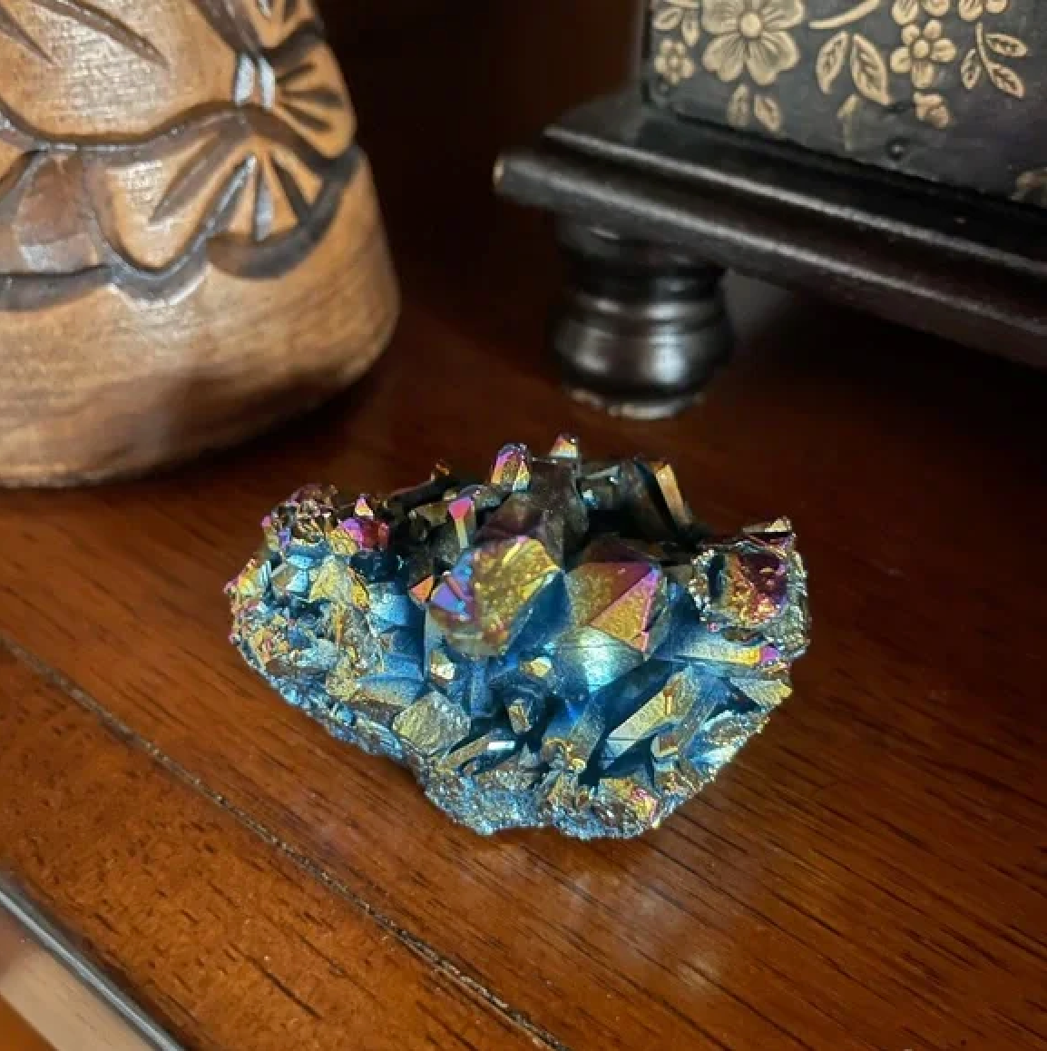 Unique Rainbow Aqua Aura Quartz Crystal Cluster, Bodhi Crystal Magic