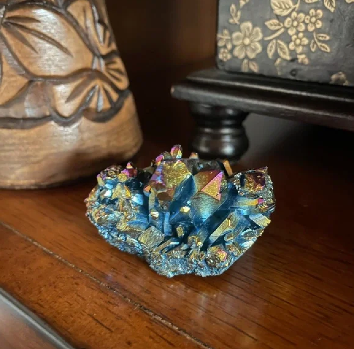 Unique Rainbow Aqua Aura Quartz Crystal Cluster, Bodhi Crystal Magic