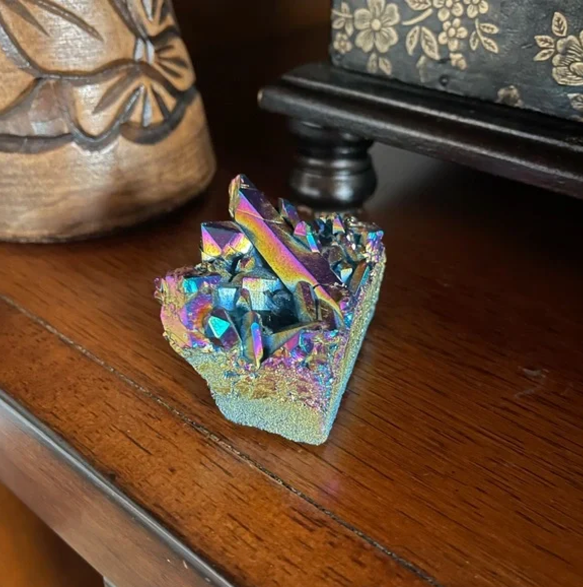 Unique Rainbow Aqua Aura Quartz Crystal Cluster, Bodhi Crystal Magic