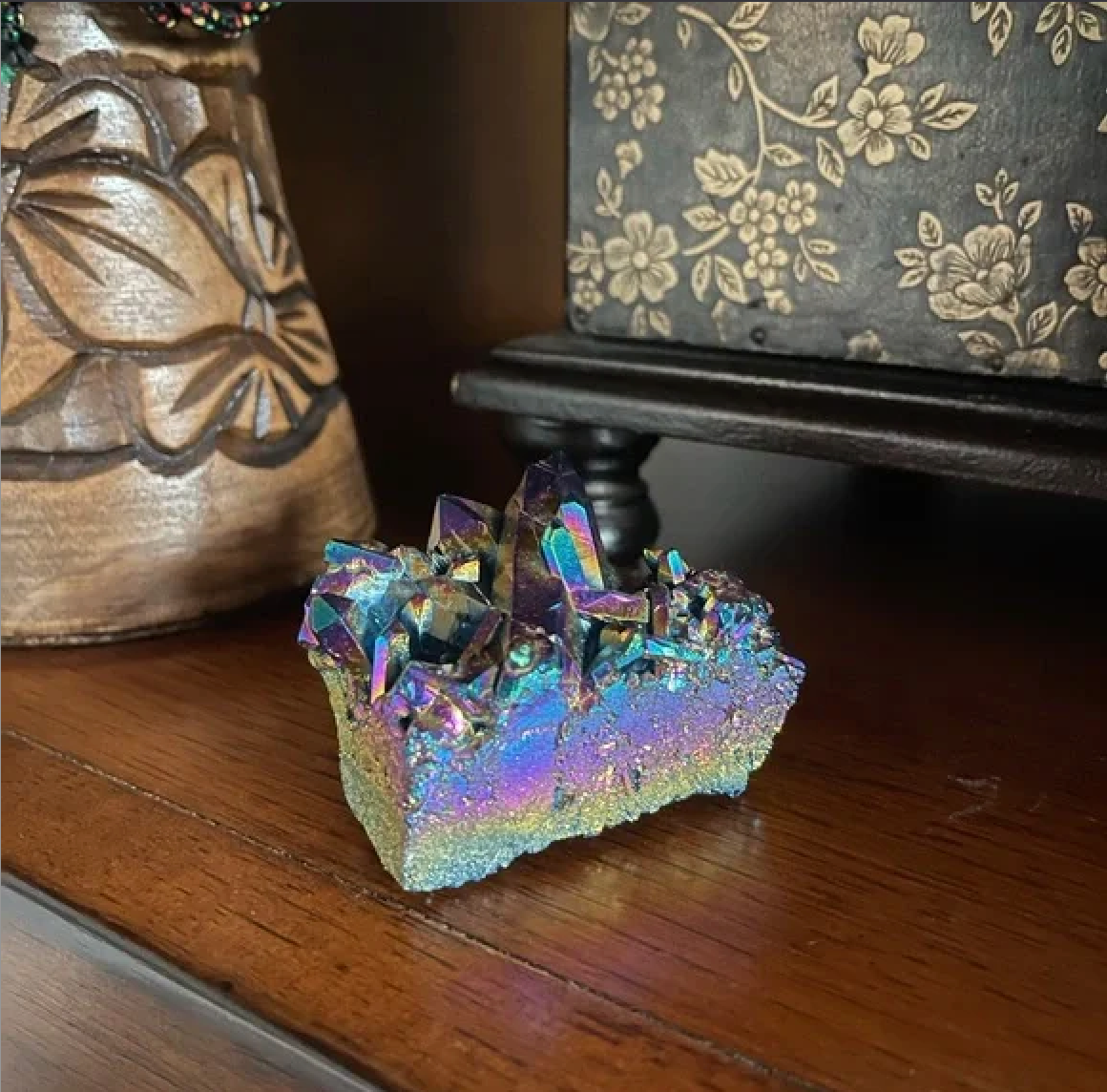 Unique Rainbow Aqua Aura Quartz Crystal Cluster, Bodhi Crystal Magic