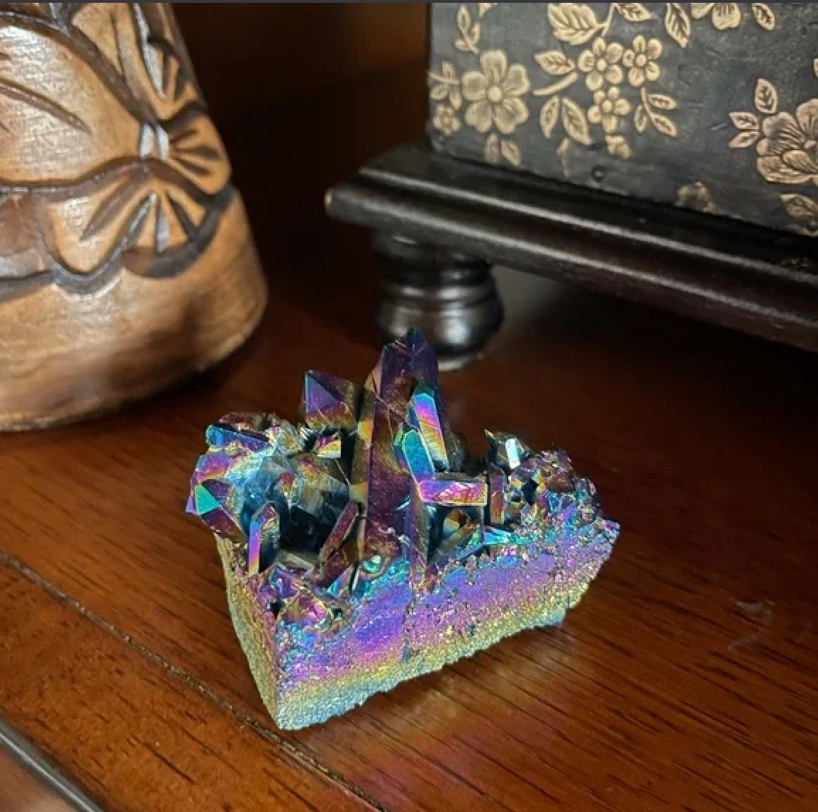 Unique Rainbow Aqua Aura Quartz Crystal Cluster, Bodhi Crystal Magic