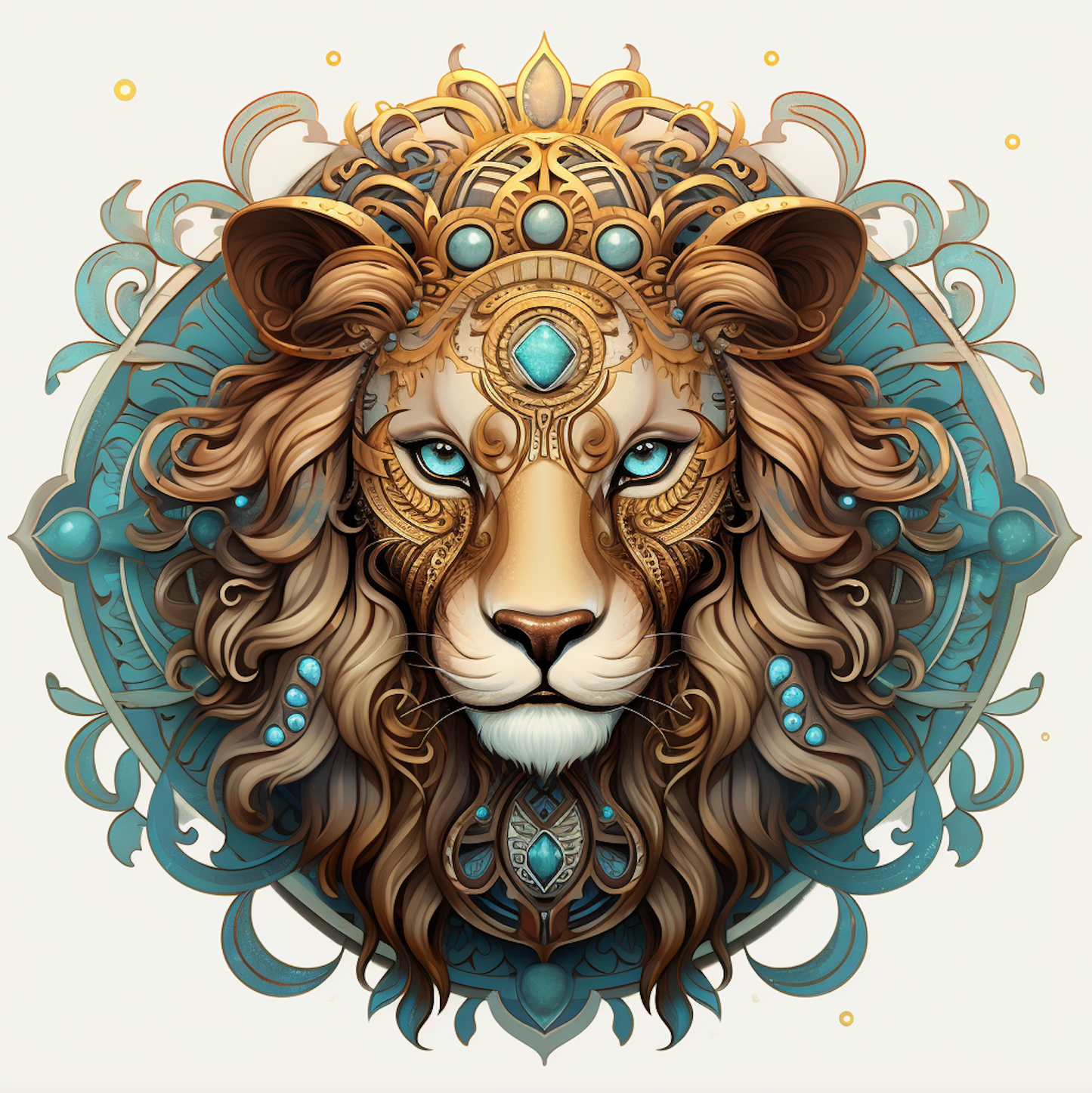 Mystical Leo Spirit Animal Lion Wall Hanging, Tambourine and Ribbon Art, Goddess Art, Bodhi Home Decor