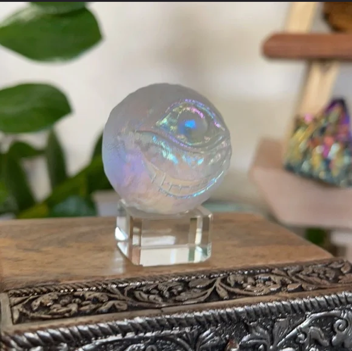 Funky Rainbow Aura Sphere With Stand