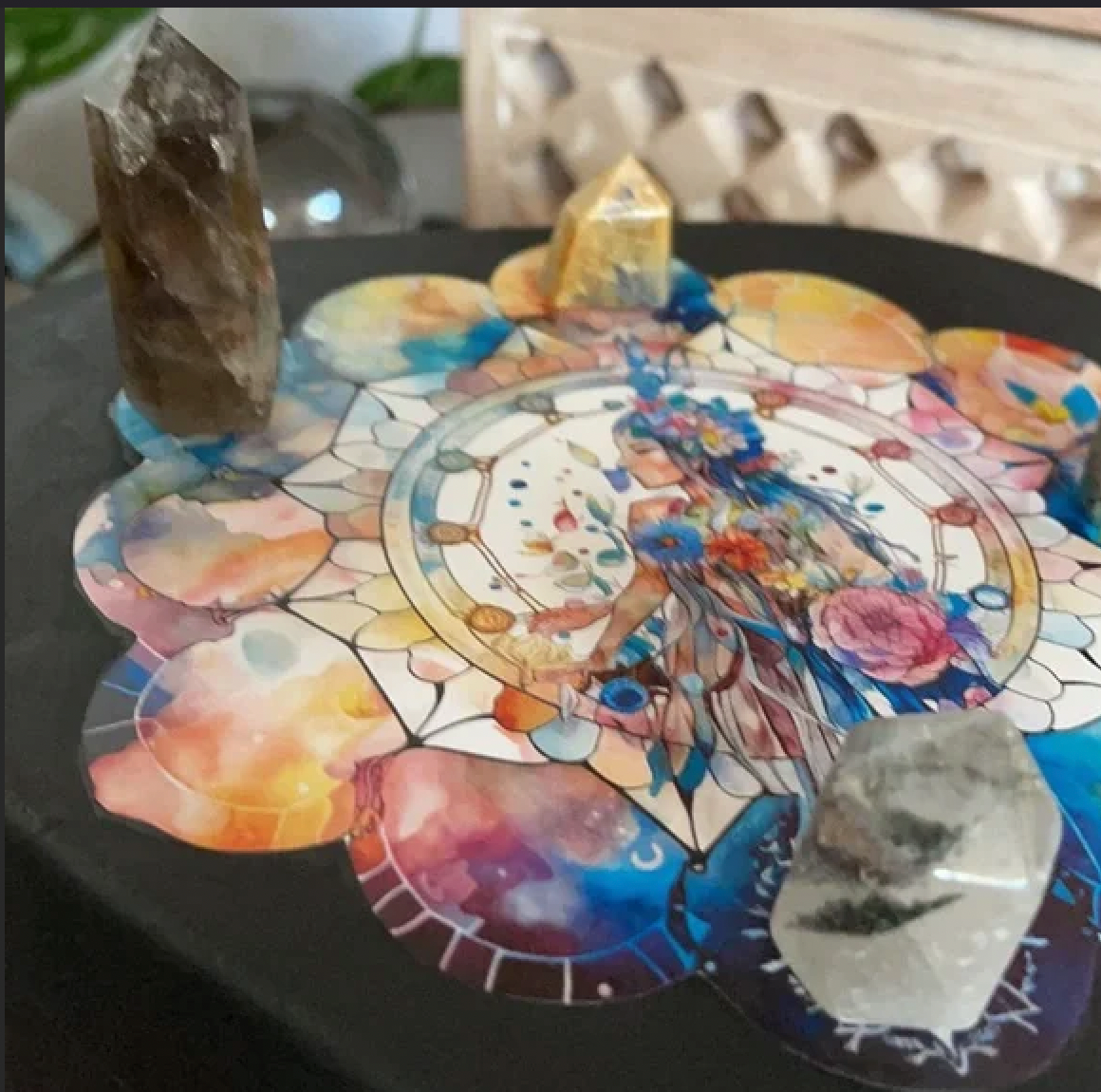 Lovecycled Crystal Grid Box with Four Crystal Towers, Bodhi Home Decor