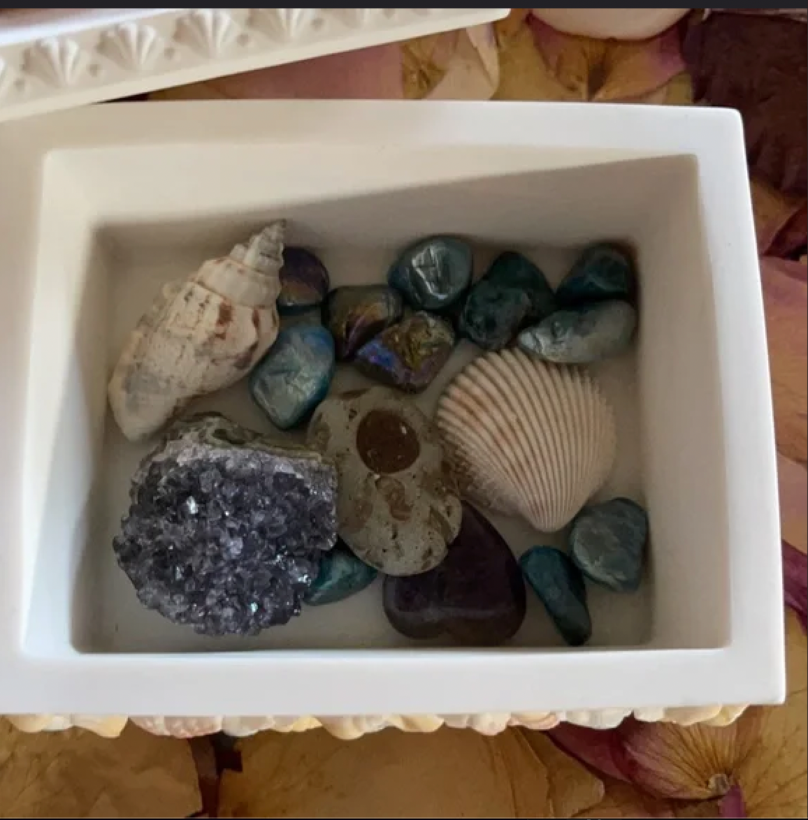 Beautiful Vintage Shell Box with Mermaid Crystal Surprises, Bodhi Gifts
