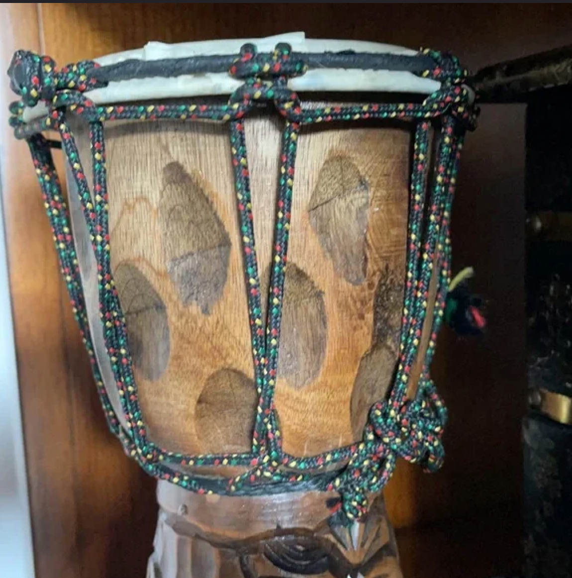 Vintage Wood Djembe Drum Hand Crafted Percussion, Bodhi Vintage