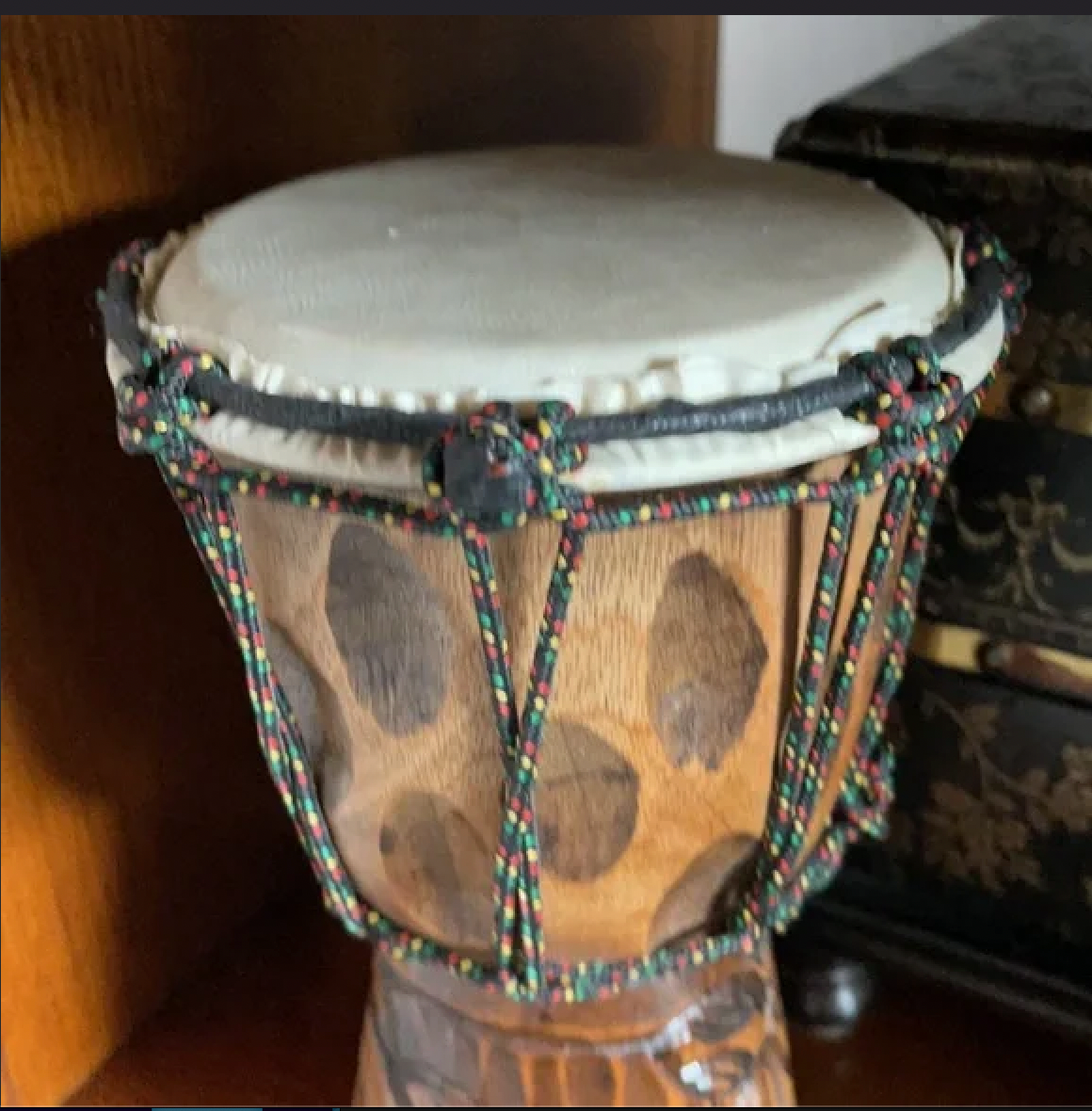 Vintage Wood Djembe Drum Hand Crafted Percussion, Bodhi Vintage