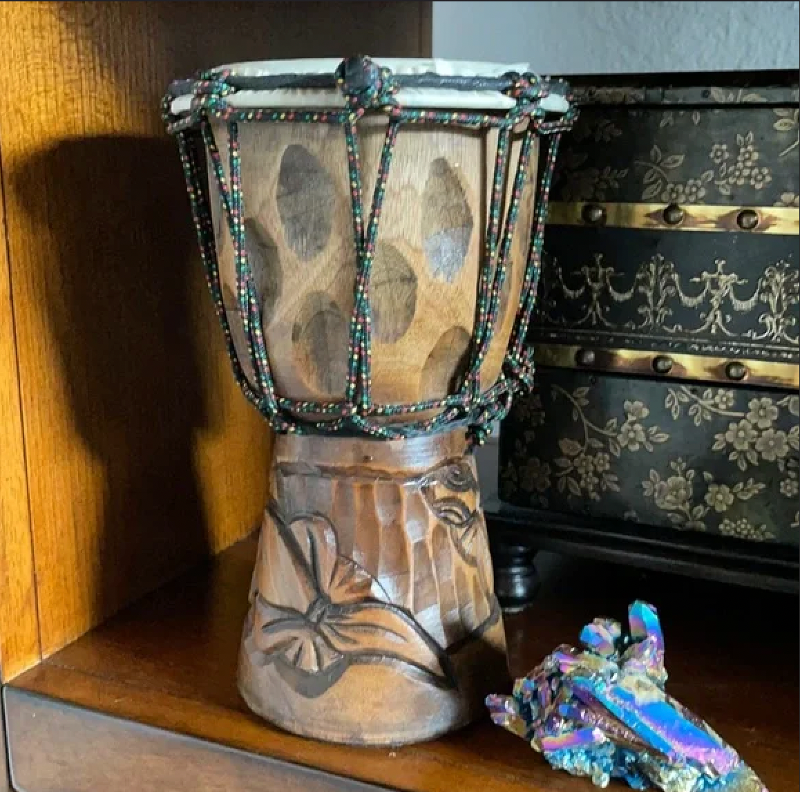 Vintage Wood Djembe Drum Hand Crafted Percussion, Bodhi Vintage