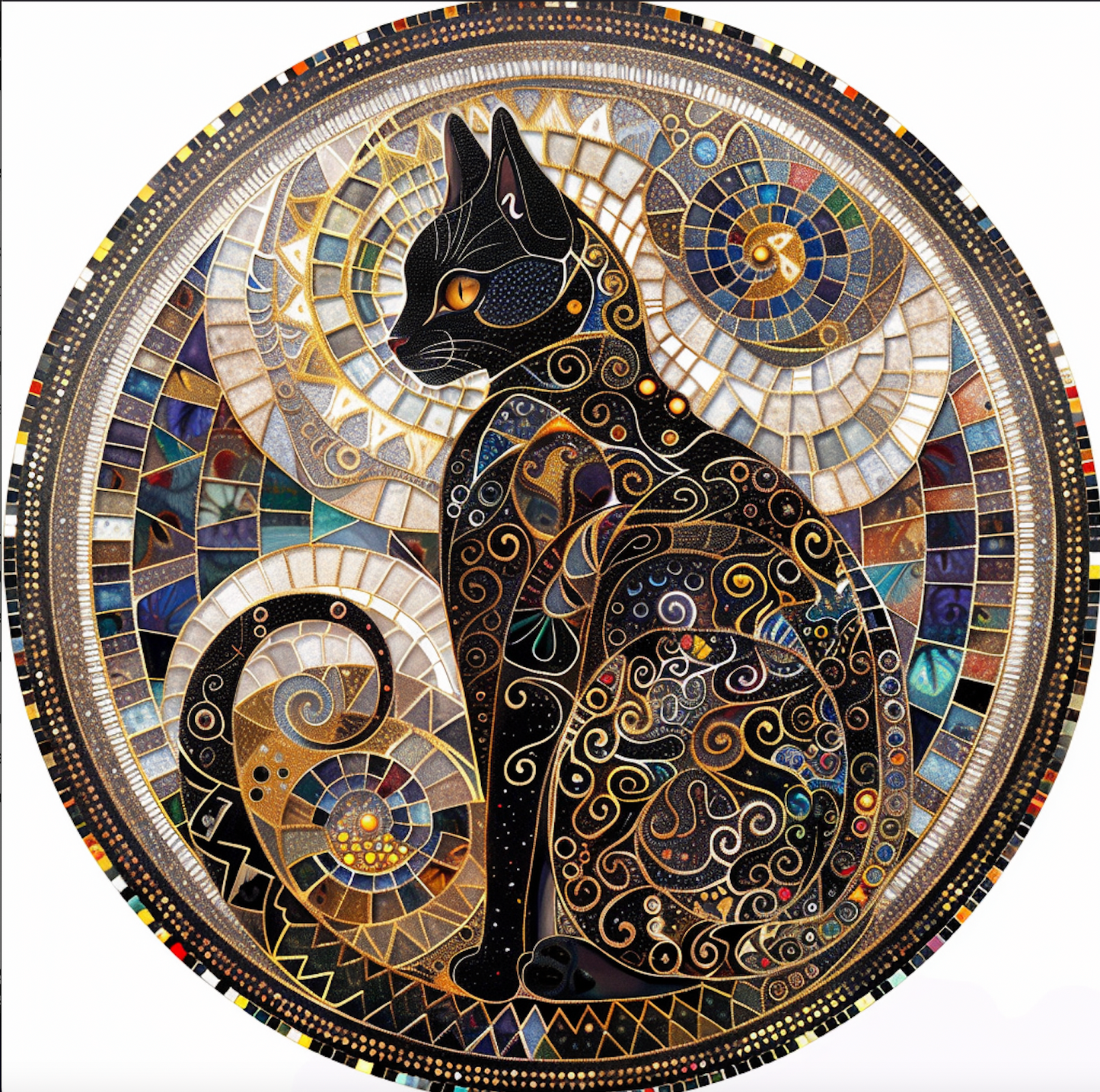 Mystical Cat Art Tambourine and Ribbon Wall Hanging, Bodhi Pets