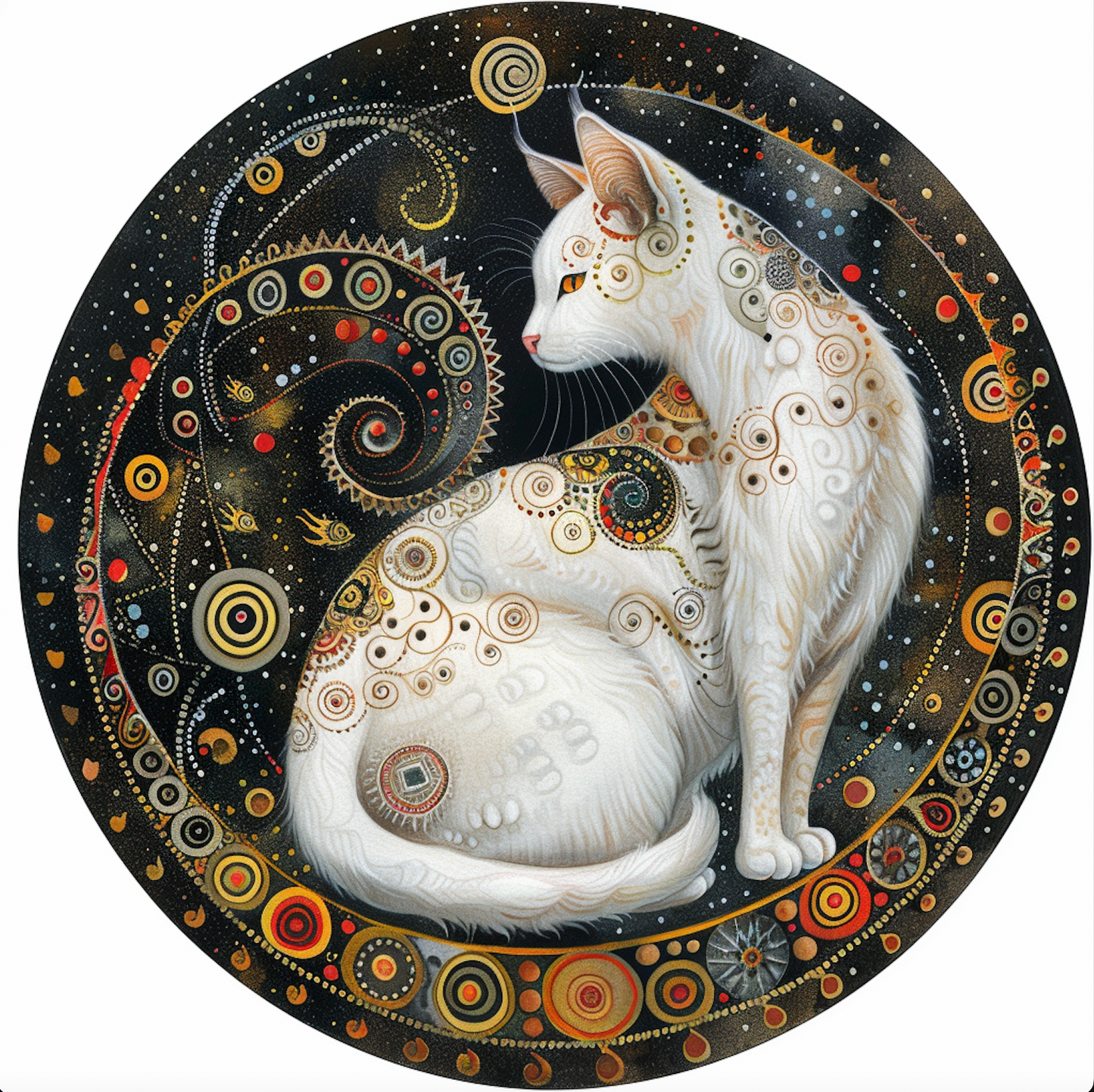 Mystical Cat Art Tambourine and Ribbon Wall Hanging, Bodhi Pets