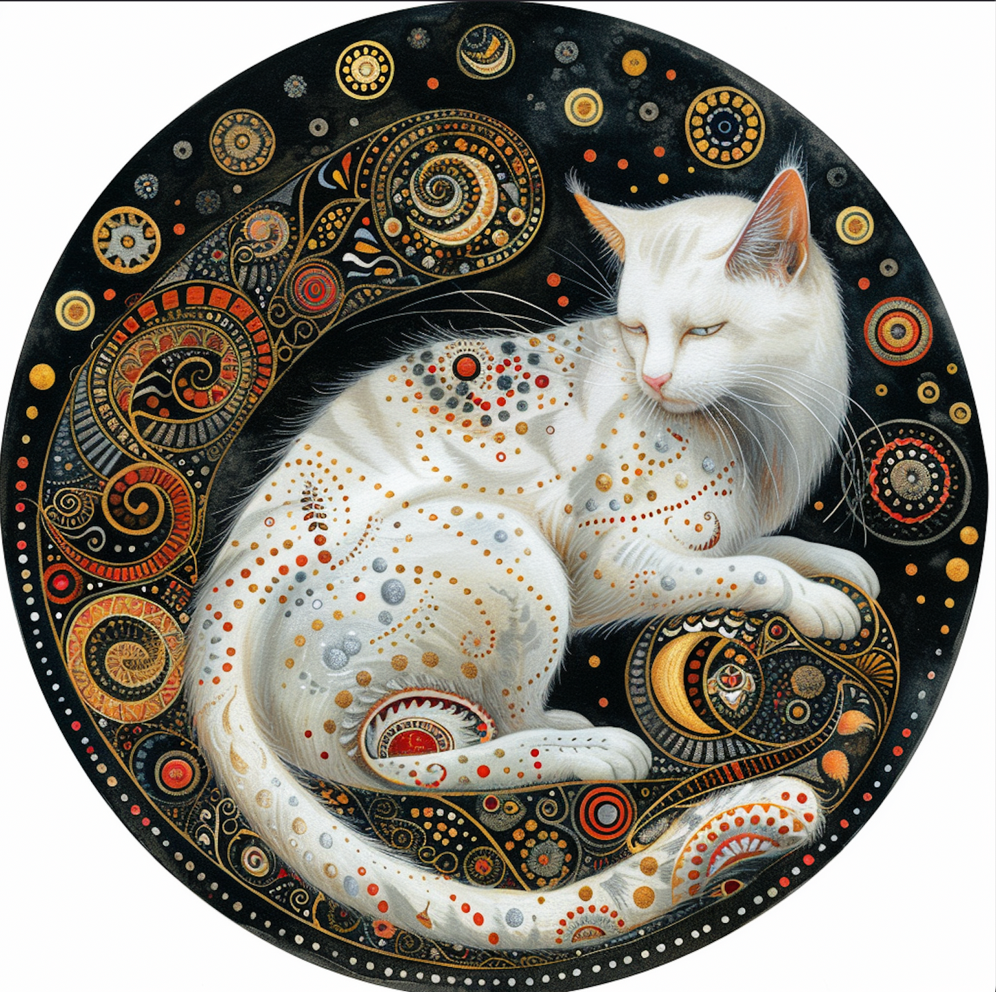 Mystical Cat Art Tambourine and Ribbon Wall Hanging, Bodhi Pets