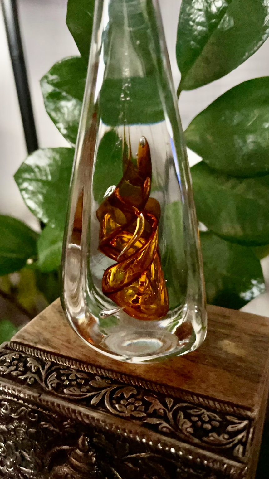 Gorgeous Glass with Amber Swirl Vintage Paperweight, Bodhi Vintage
