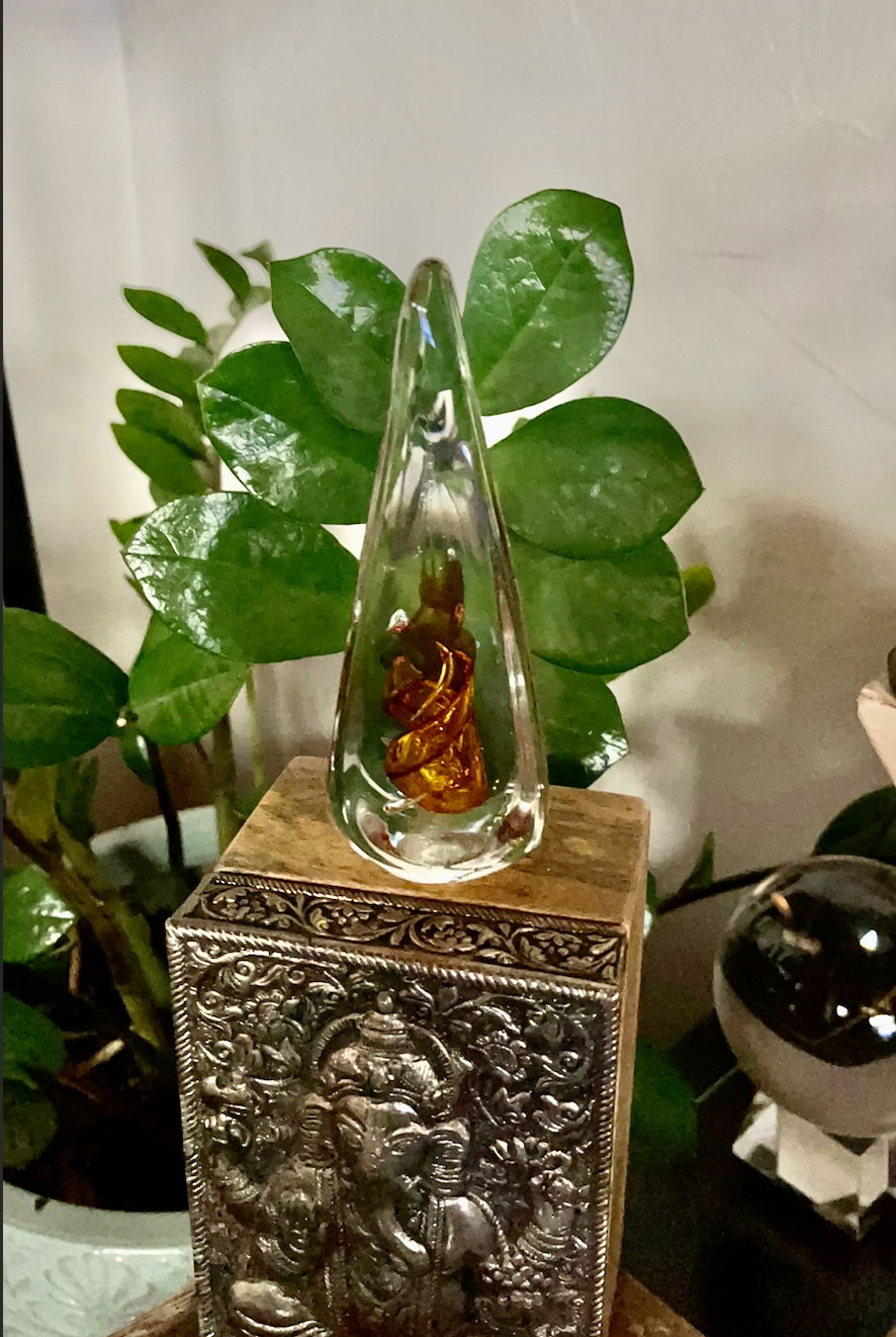 Gorgeous Glass with Amber Swirl Vintage Paperweight, Bodhi Vintage