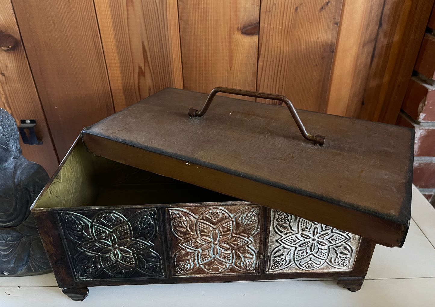 Vintage Pressed Tin Metal Decorator Box, Bodhi Home Decor